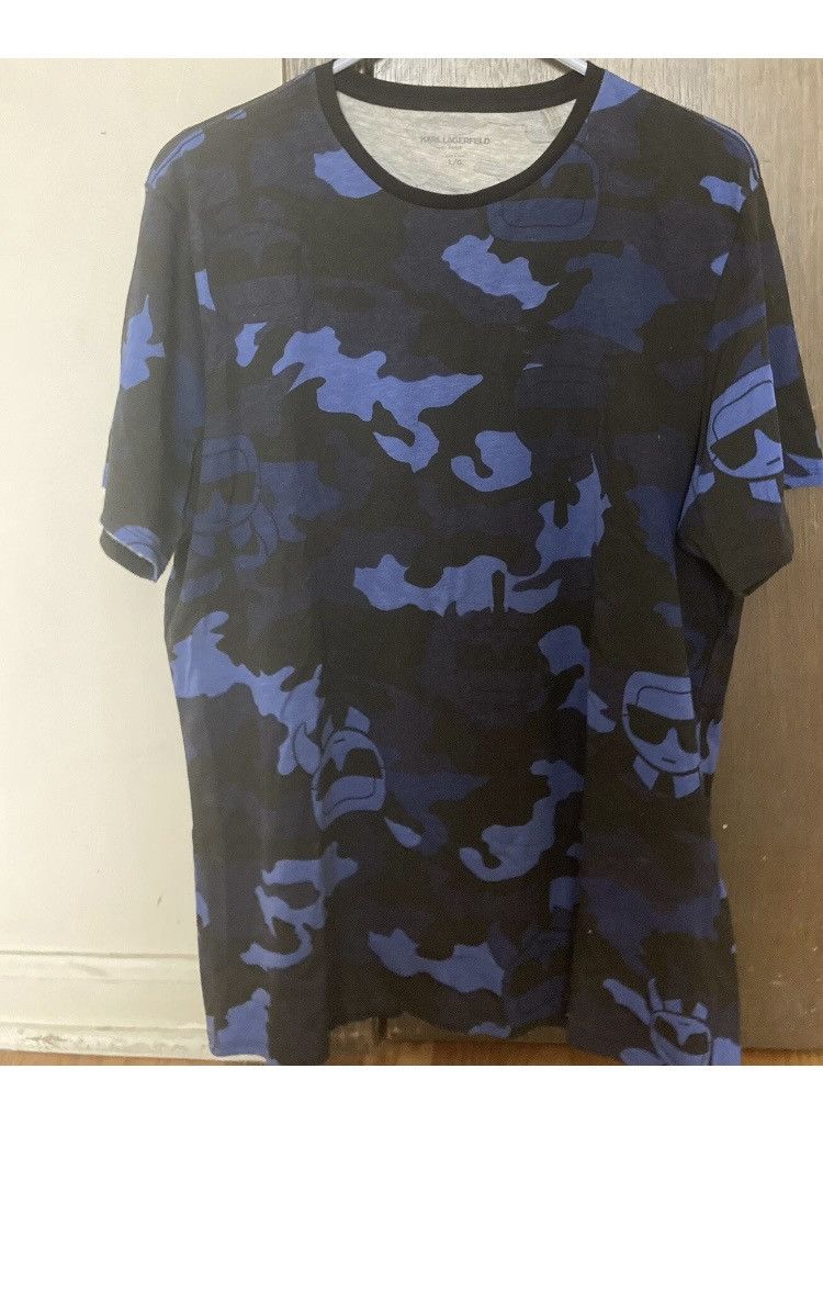 Karl Lagerfeld Karl Lagerfeld Blue Camo Head T-Shirt L Size US L / EU 52-54 / 3 - 1 Thumbnail