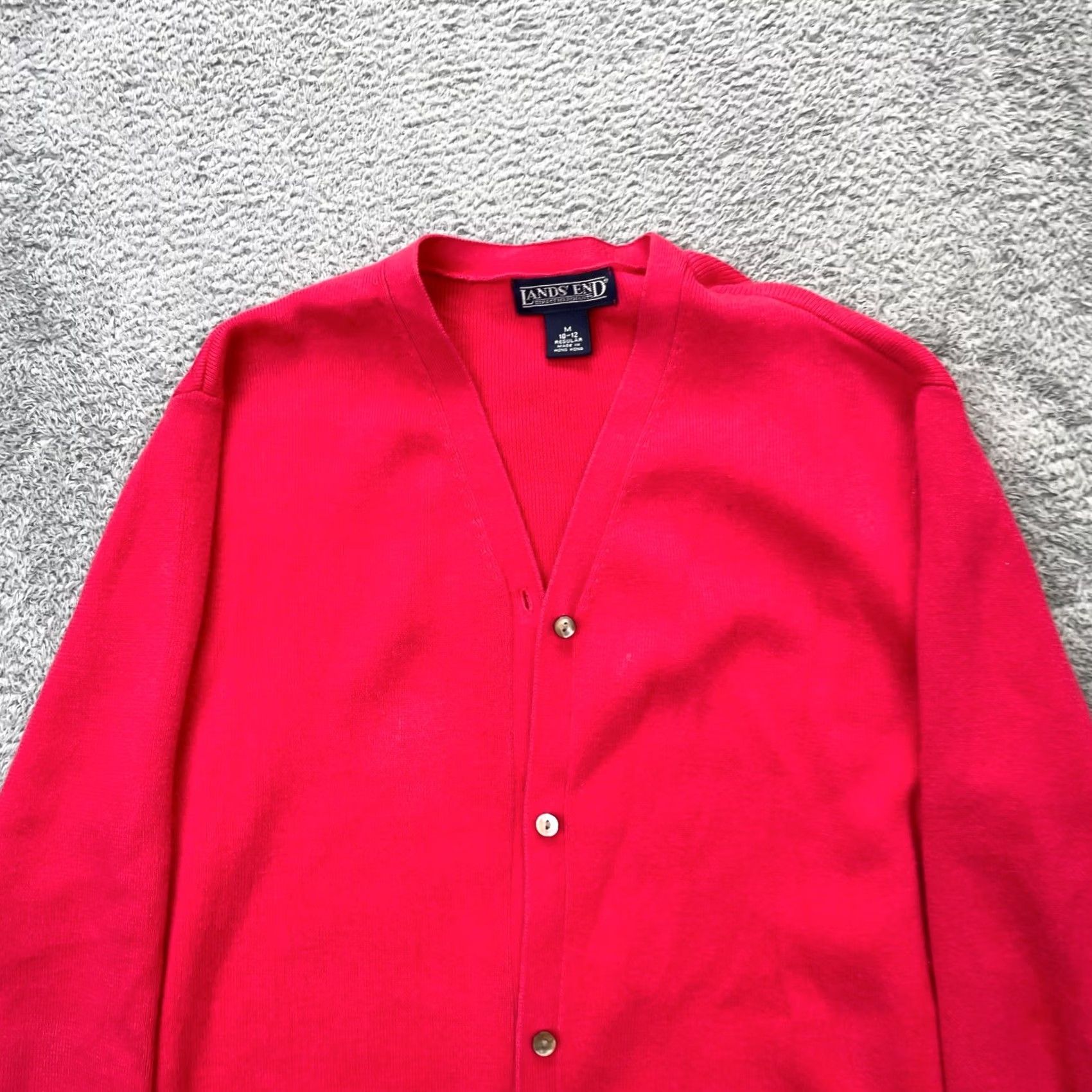 Lands' End VINTAGE Lands' End Sweater Cardigan Womens Medium Red Tight-Knit Button Front V-Neck Winter Casual Comfort Men’s? Size M / US 6-8 / IT 42-44 - 6 Thumbnail