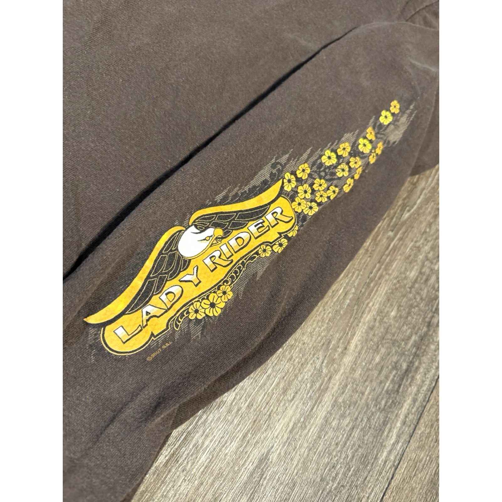 Anvil VINTAGE Lady Rider Women’s Motorcycle Biker Brown Longsleeve Y2K T-Shirt L Size L / US 10 / IT 46 - 3 Thumbnail