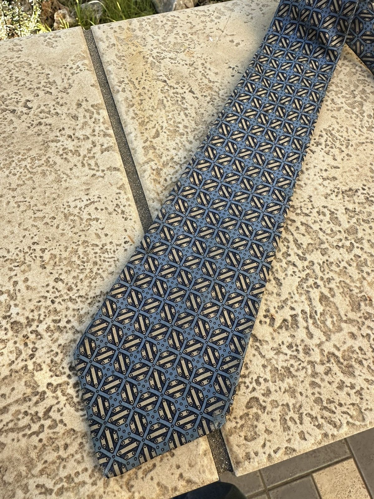 Hermes Hermès Silk Blue Tie Size ONE SIZE - 9 Thumbnail