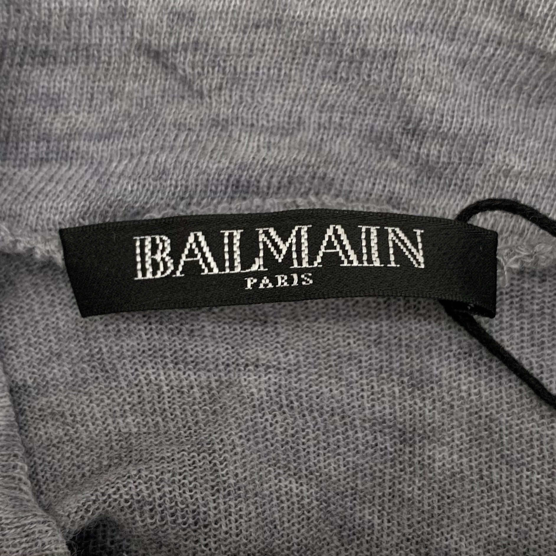 Balmain Balmain Tee – Grey Wool Side-Button (Size XS) Size XS / US 0-2 / IT 36-38 - 2 Thumbnail