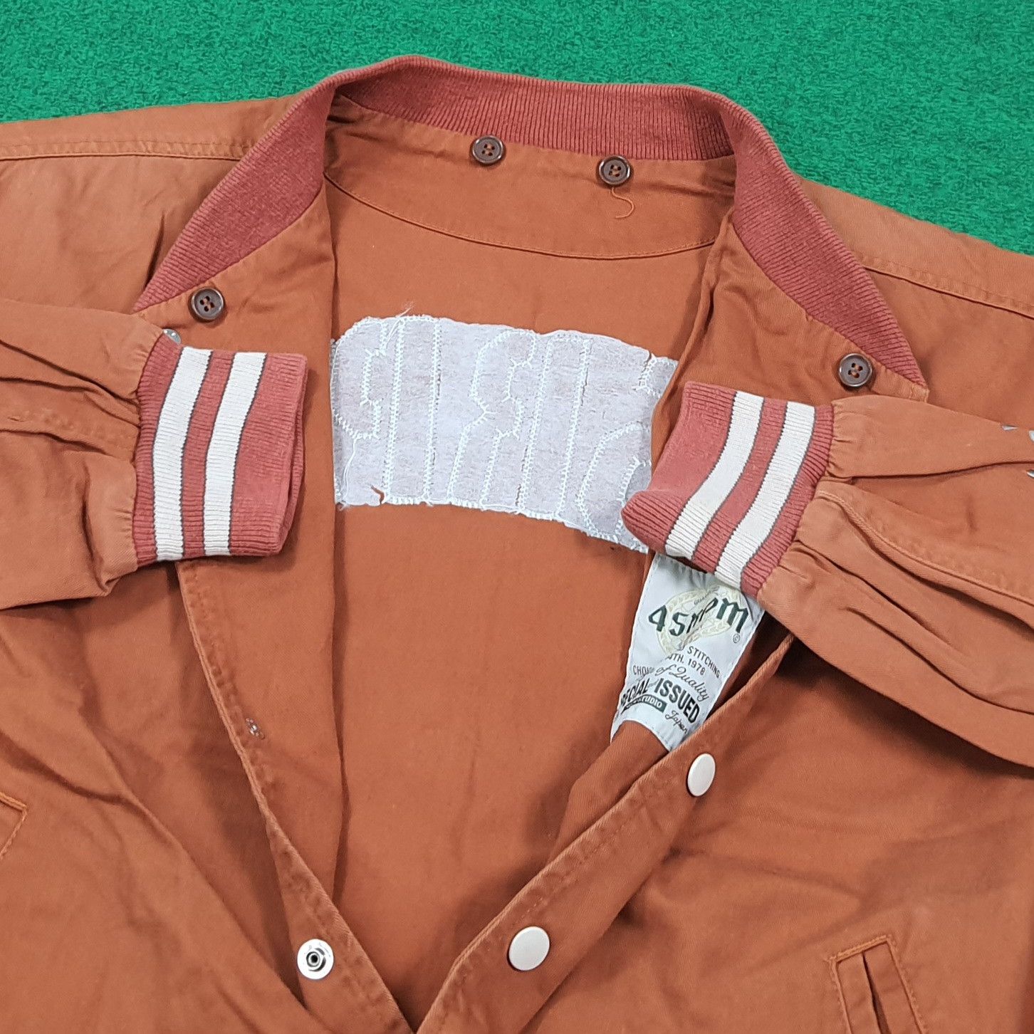 45rpm Vintage 45PRM Japan Varsity Orange Bomber Jacket C288N8 Size US L / EU 52-54 / 3 - 6 Thumbnail