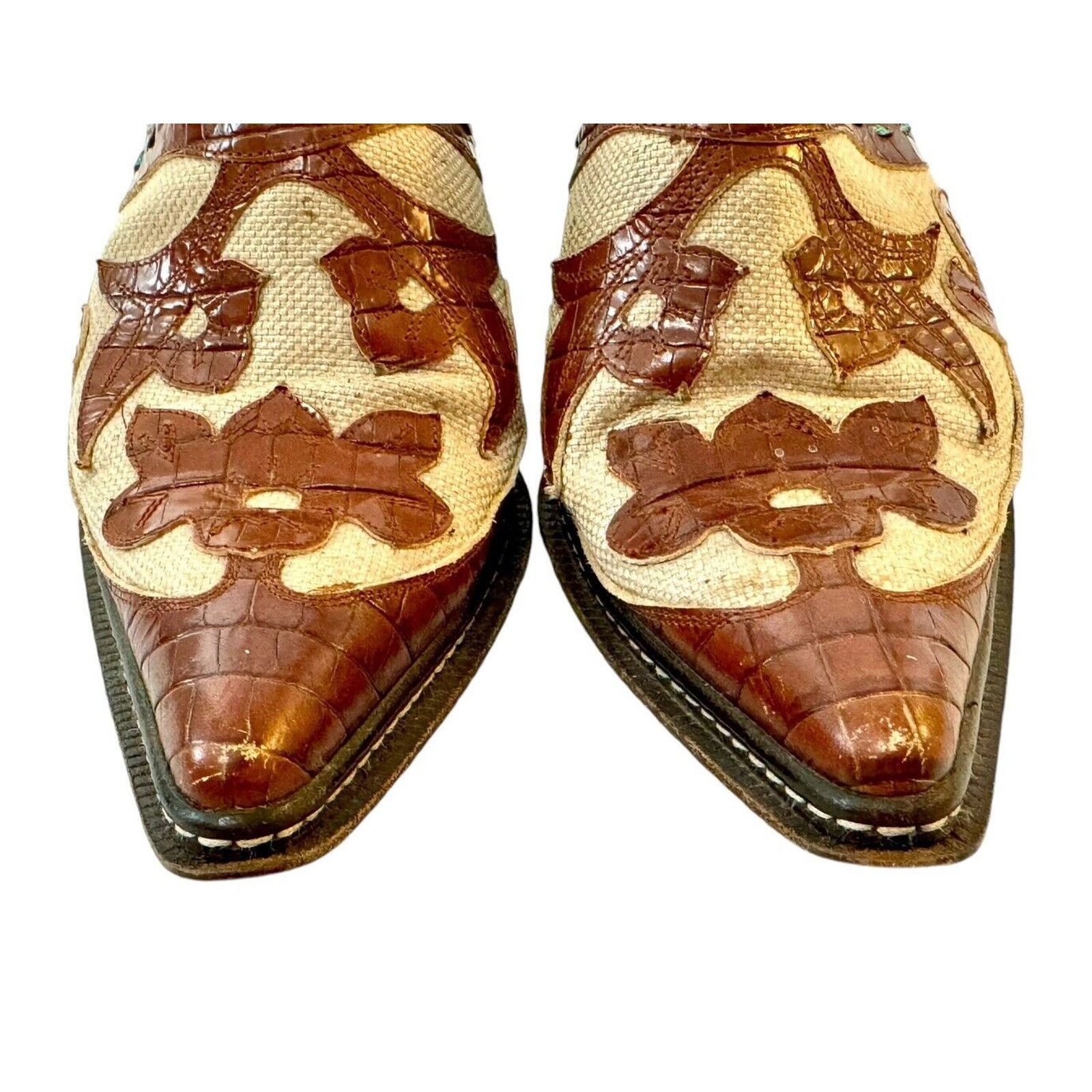 DONALD J. PLINER Juno Leather Brown Western Italian Mules 7M