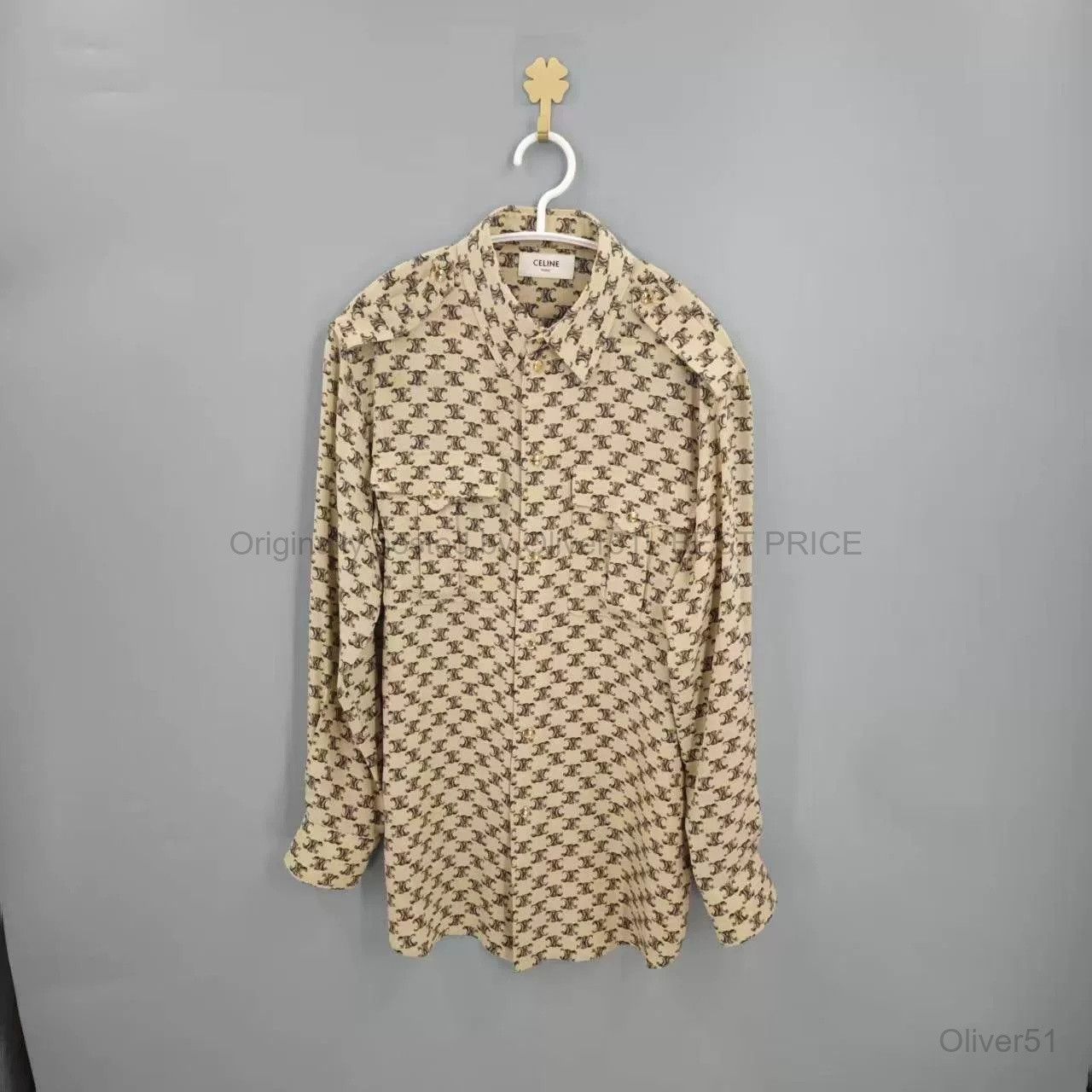 Celine Celine Allover Triomphe Logo Crew Neck Silk BFAJMNO511 Size US XXS / EU 40 - 1 Thumbnail