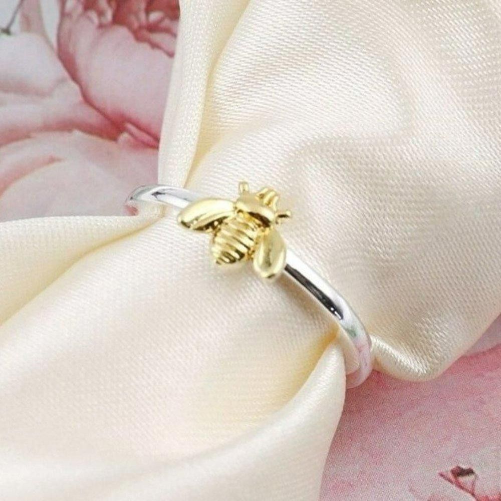 Designer 925 Sterling Silver Tiny Yellow Honey Bee Ring - Size 7 Size ONE SIZE - 4 Thumbnail