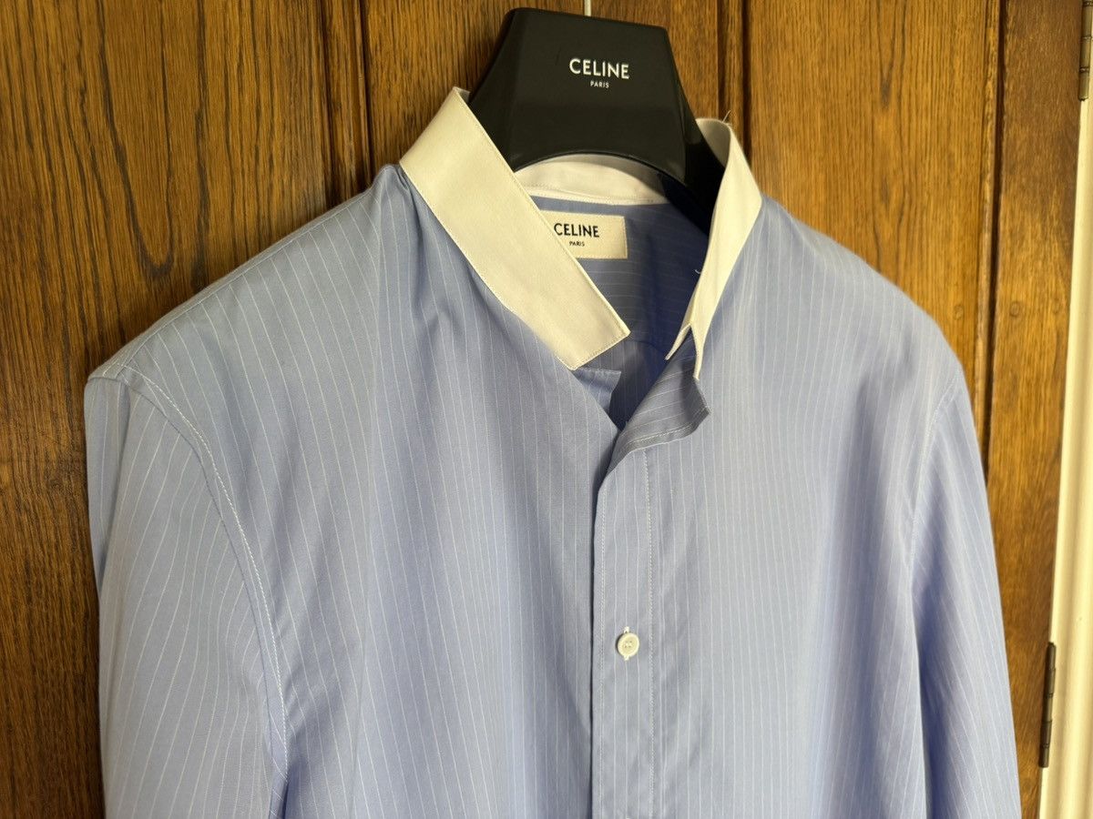 Celine × Hedi Slimane SS24 Celine Triomphe logo blue stripe shirt Hedi sample 39 Size US M / EU 48-50 / 2 - 15 Thumbnail