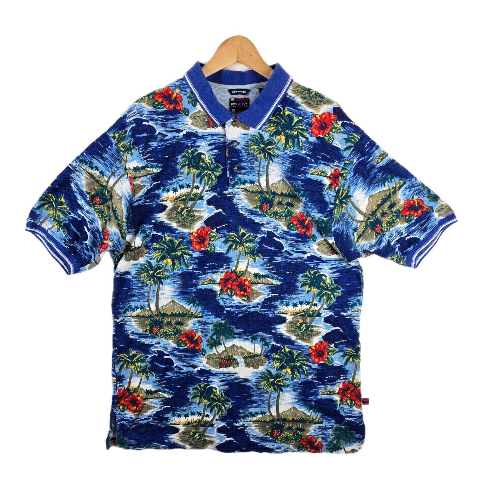 Bugle Boy Vintage Bugle Boy Polo Shirt Mens XL Blue Hawaiian Surf 90s Size US XL / EU 56 / 4 - 1 Thumbnail