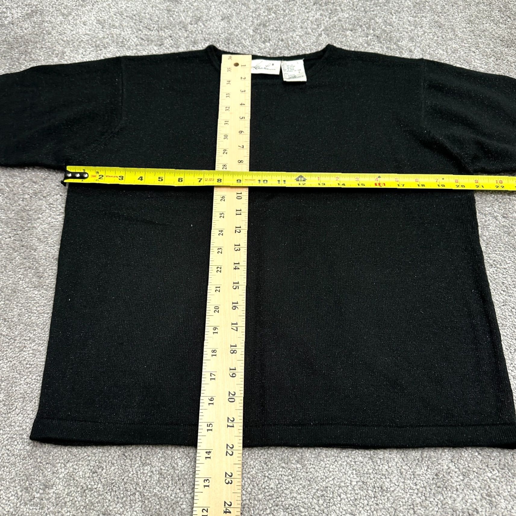 Lee Kathie Lee Vintage Black Metallic Knit Short Sleeve Sweater Womens Large Size L / US 10 / IT 46 - 7 Thumbnail