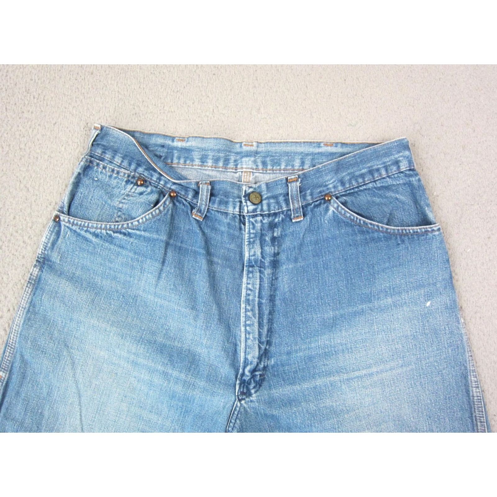 Vintage VINTAGE Oshkosh Jeans Mens 32x25 Blue Denim Baggy Carpenter Zip 70s 5-Pocket Mens Jeans Blue 90s Cowboy Retro - OshKosh B'gosh Size US 32 / EU 48 - 4 Thumbnail