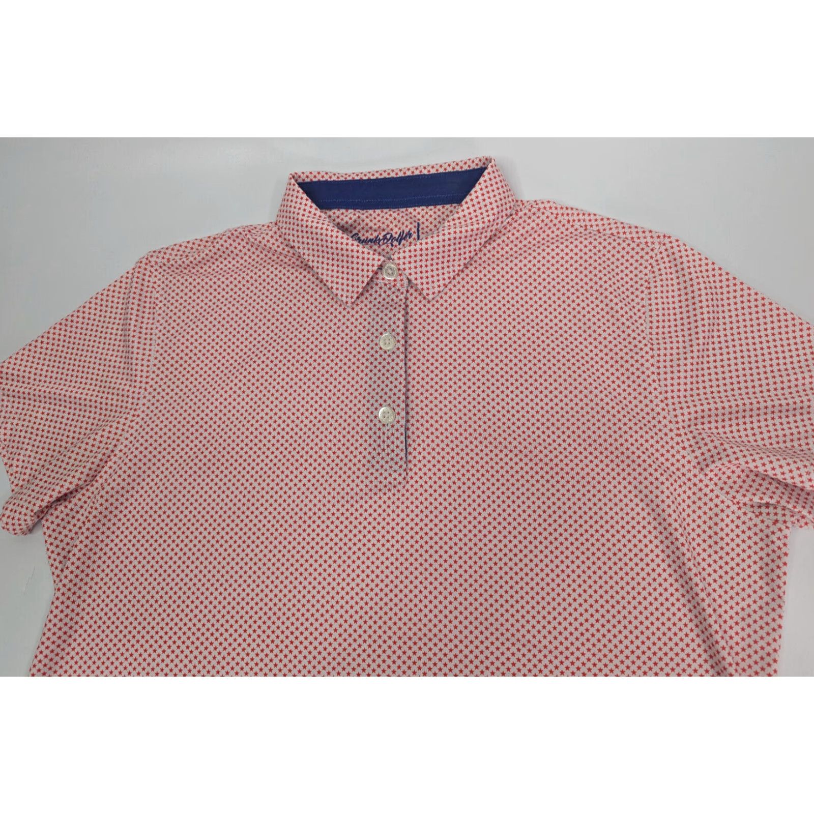 Vintage Grunk Dolfer Polo Shirt Womens Large All Over Star Print Red Performance Golf Shirt Size L / US 10 / IT 46 - 2 Thumbnail