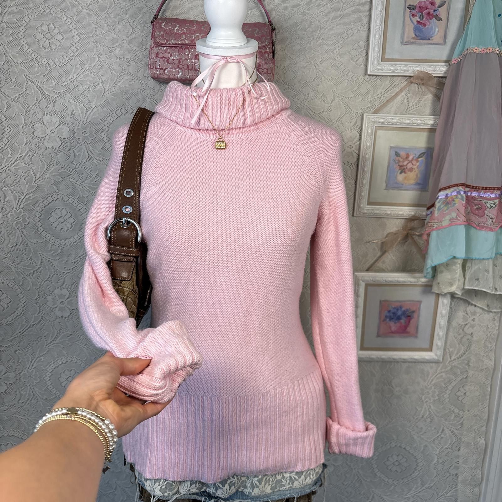 Other vintage cache pink coquette turtle neck sweater Size M / US 6-8 / IT 42-44 - 1 Thumbnail