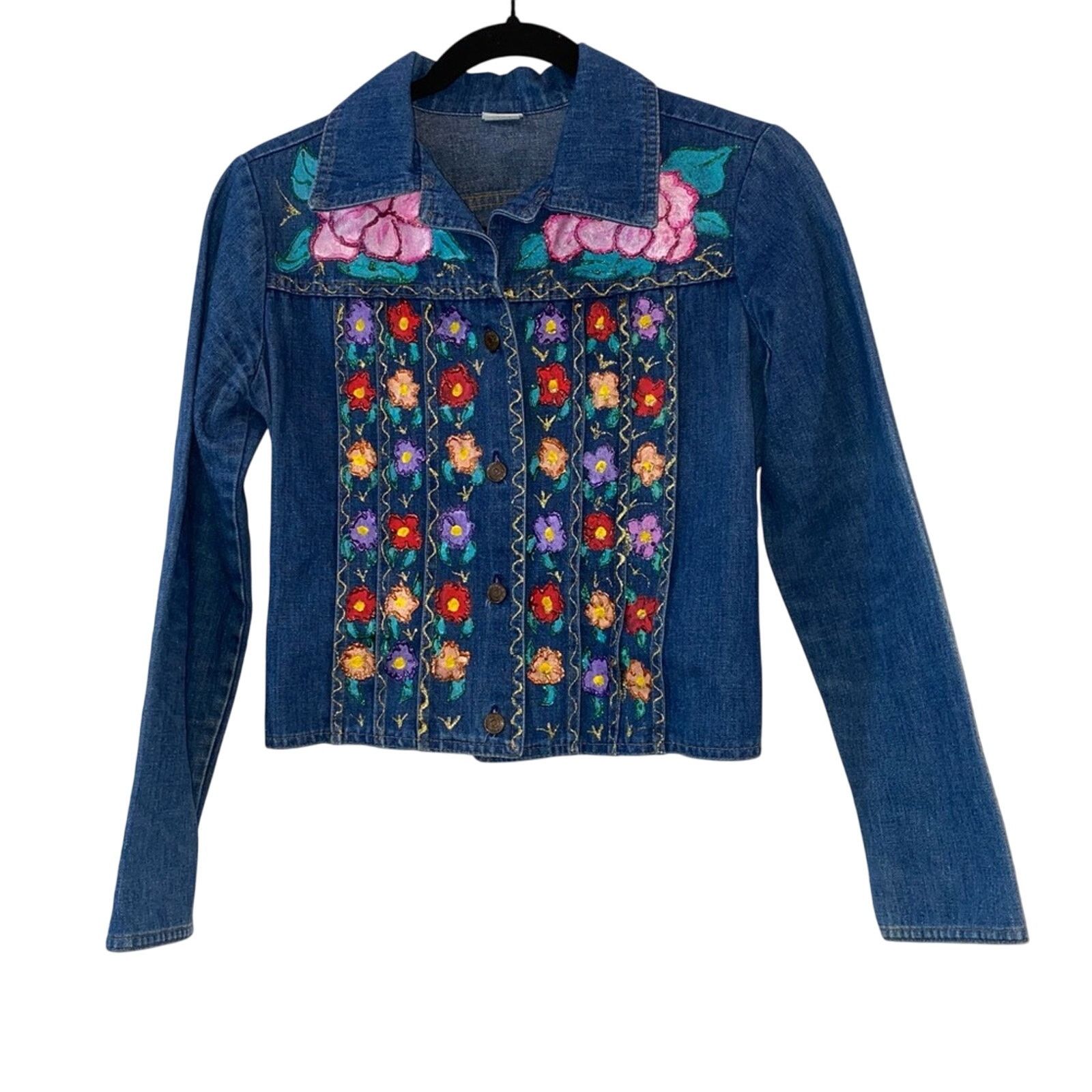 Levi's Levi’s Astericks VTG Denim Button Down Jacket with Flowers Size S / US 4 / IT 40 - 1 Thumbnail