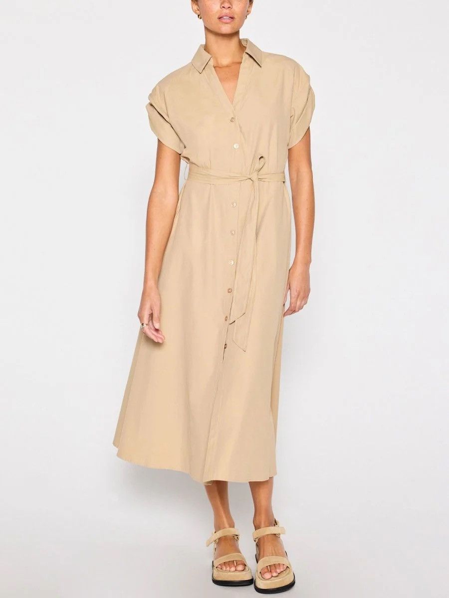 Brochu Walker NWT Brochu Walker Tan Button-Up Fia Dress Size M / US 6-8 / IT 42-44 - 2 Thumbnail