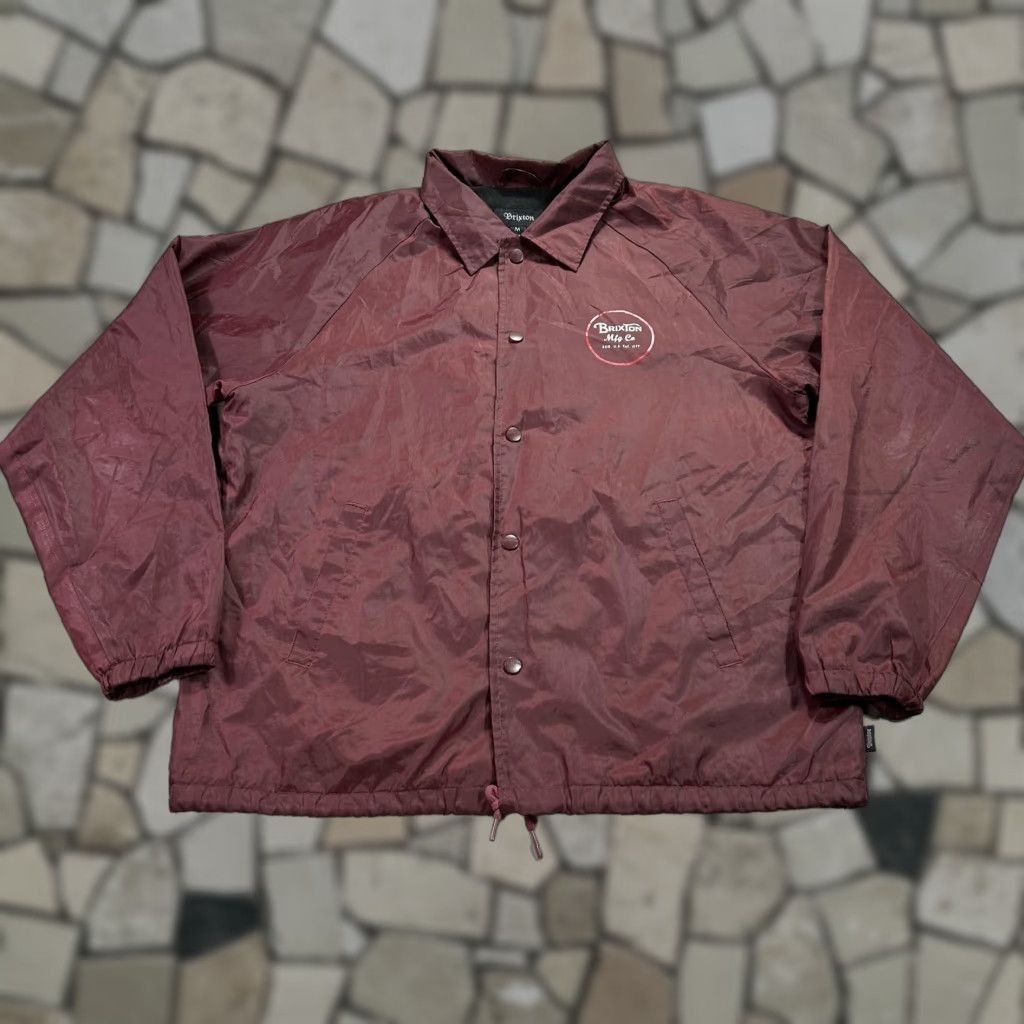 Brixton Brixton Jacket Mens Medium Maroon Coaches Windbreaker Back Logo Snap Front Size US M / EU 48-50 / 2 - 1 Thumbnail