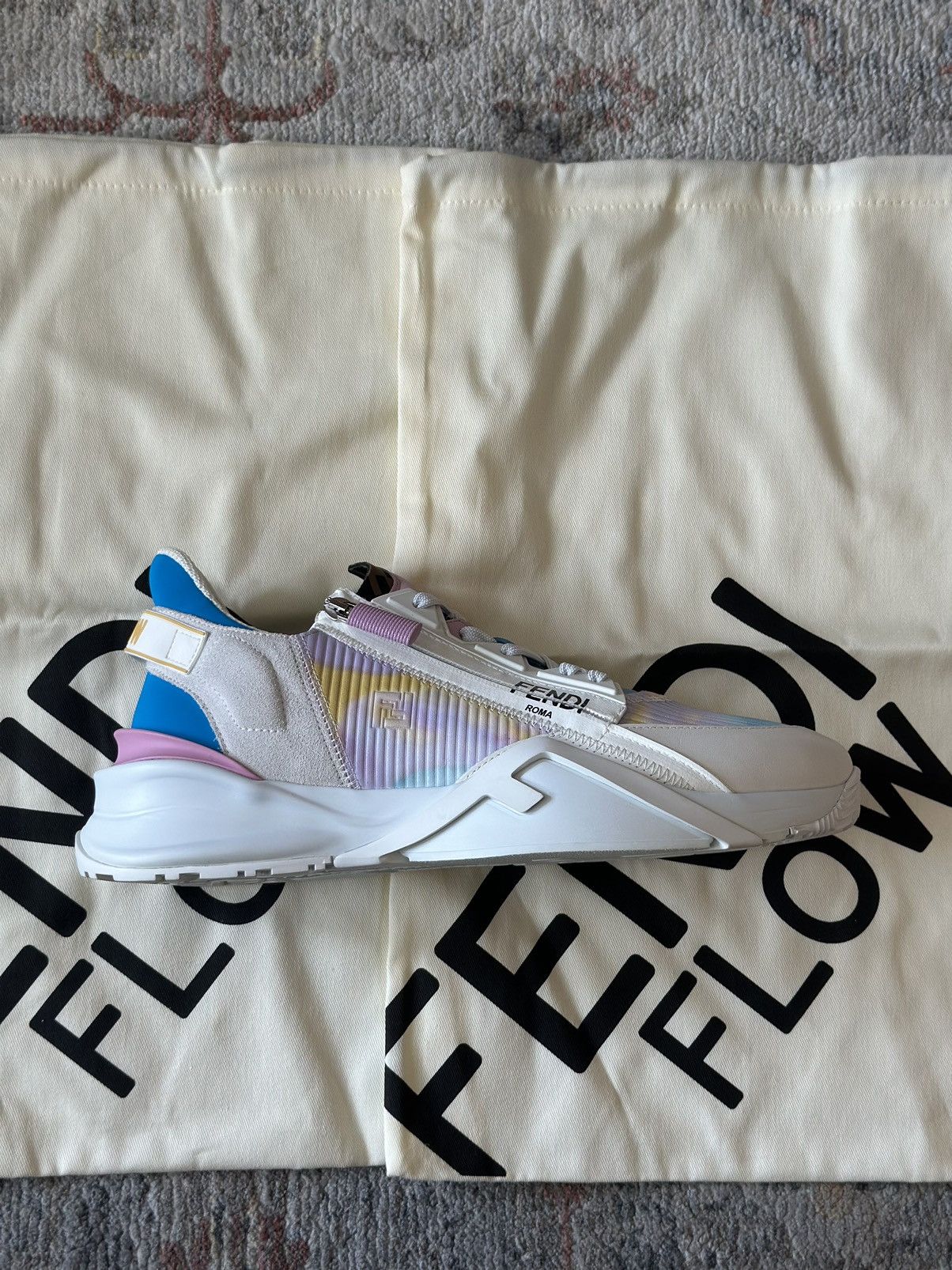 Fendi FENDI Flow Fabric Light Blue Purple Low Top Sneakers Size US 9 / EU 42 - 1 Thumbnail