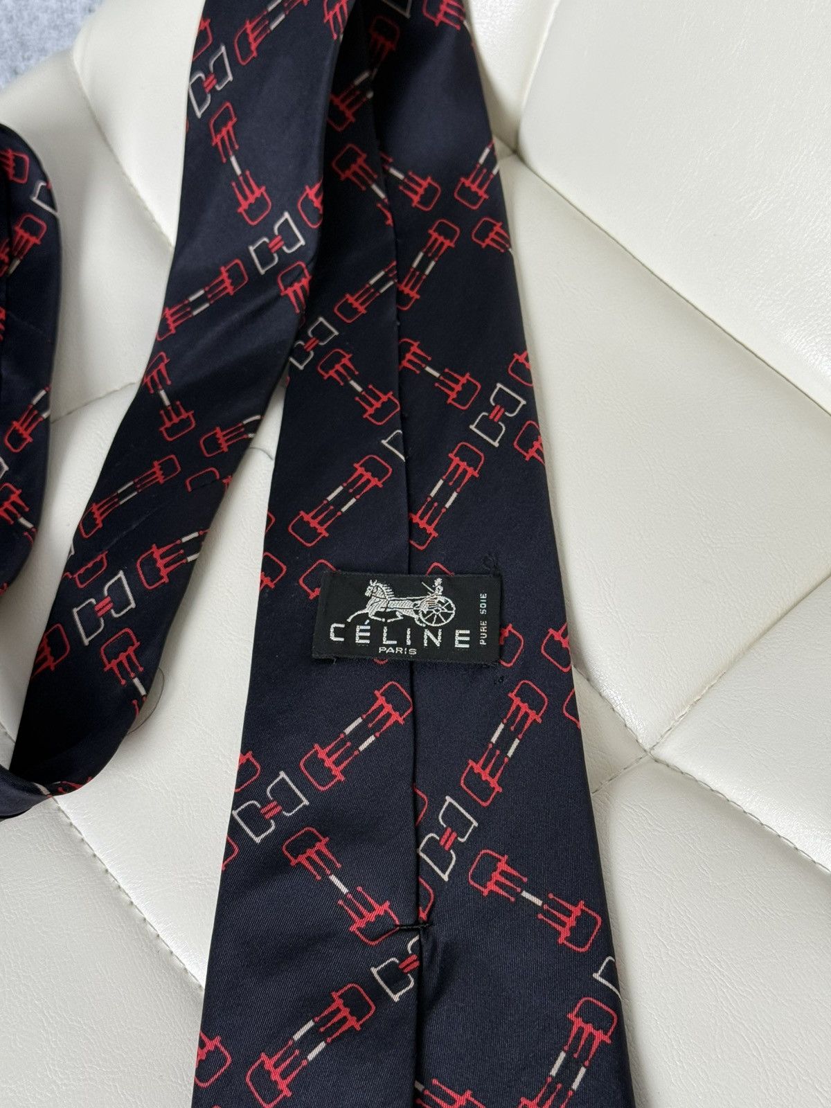 Celine Vintage CELINE Paris Silk Tie Geometric Pattern Necktie Size ONE SIZE - 5 Thumbnail