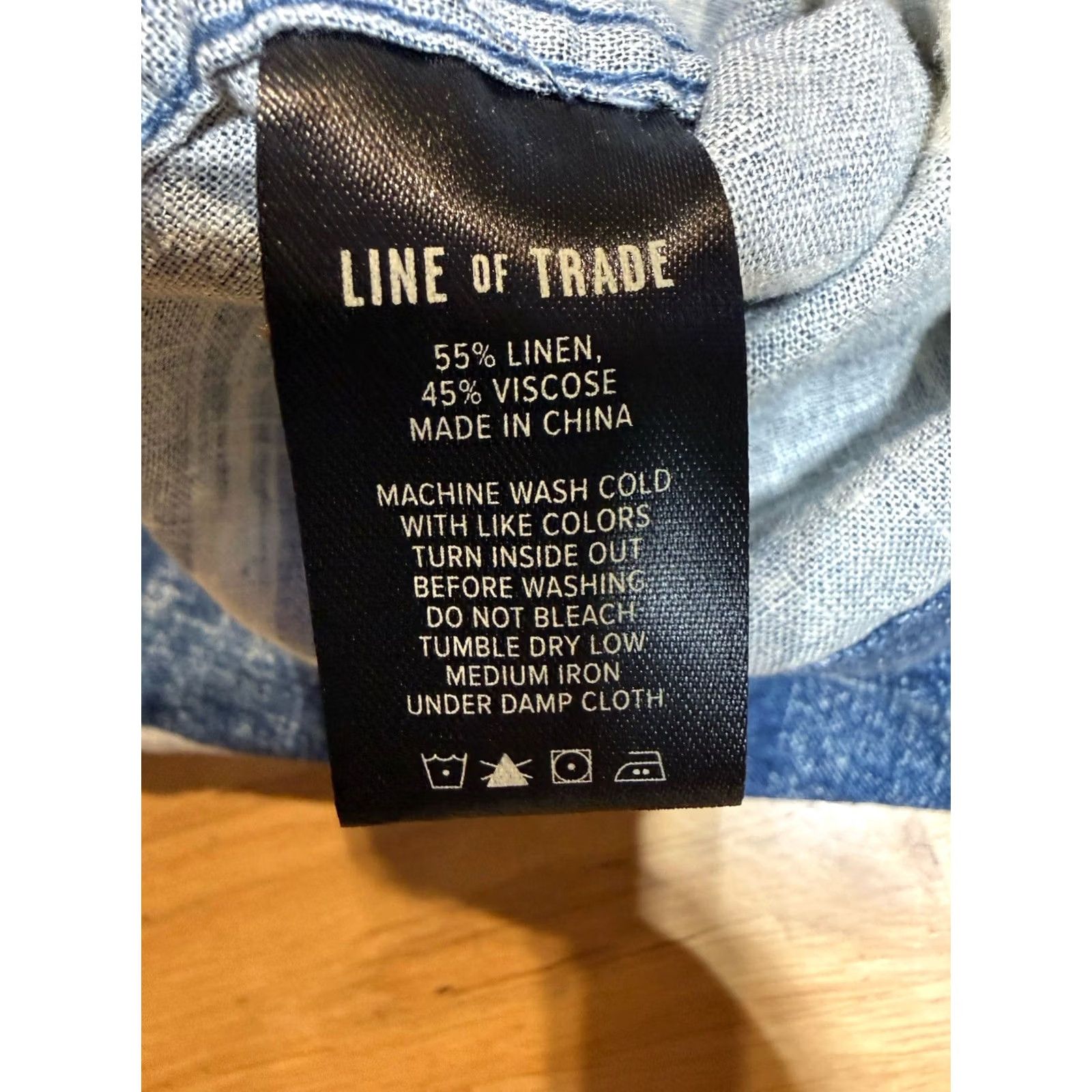 Linea Line Of Trade Shirt Men Medium Blue Hawaiian Linen Blend Loop Collar Camp Size US M / EU 48-50 / 2 - 5 Thumbnail