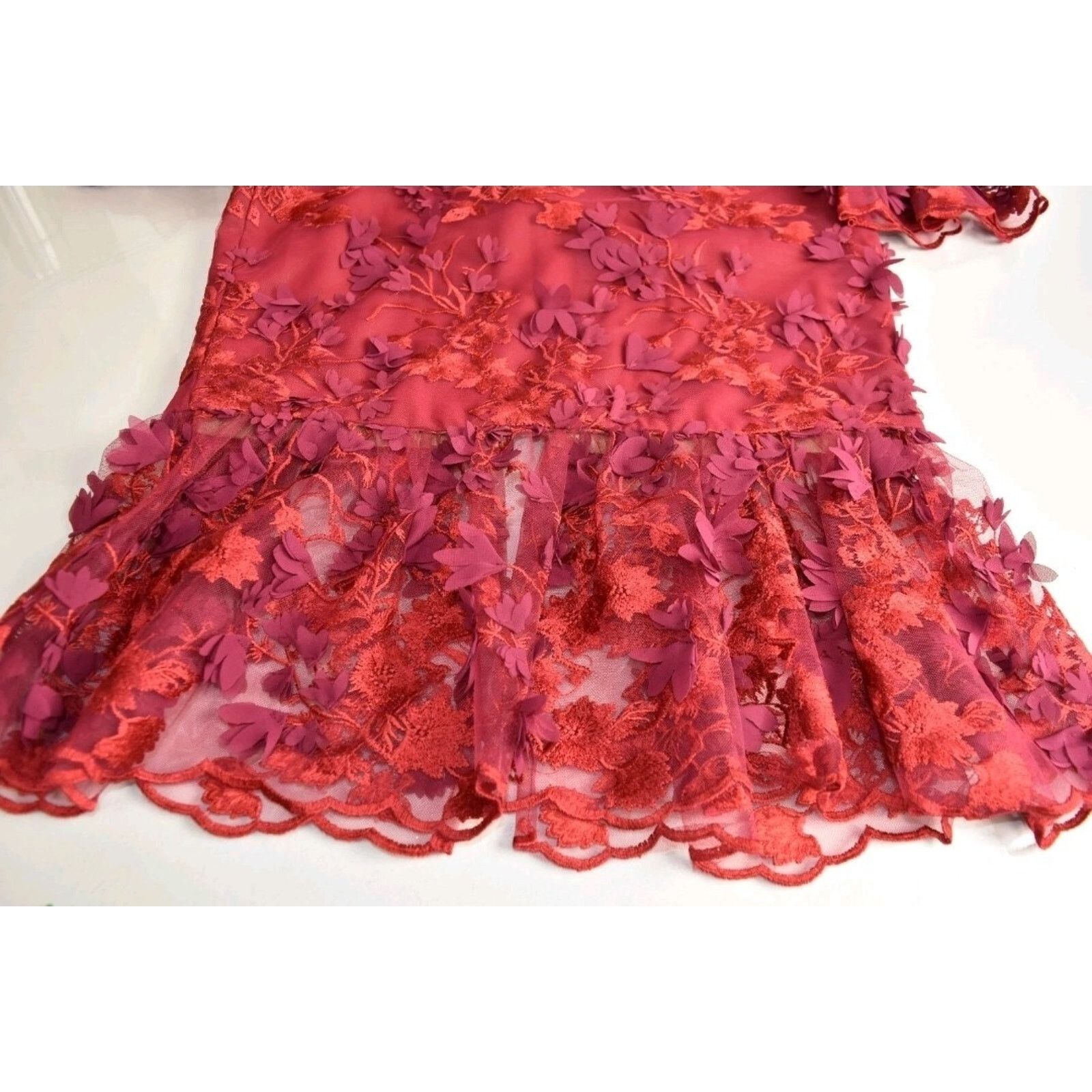 Marchesa Marchesa Notte Appliqué Flowers Cocktail In Burgundy Size 12 Size XL / US 12-14 / IT 48-50 - 8 Thumbnail