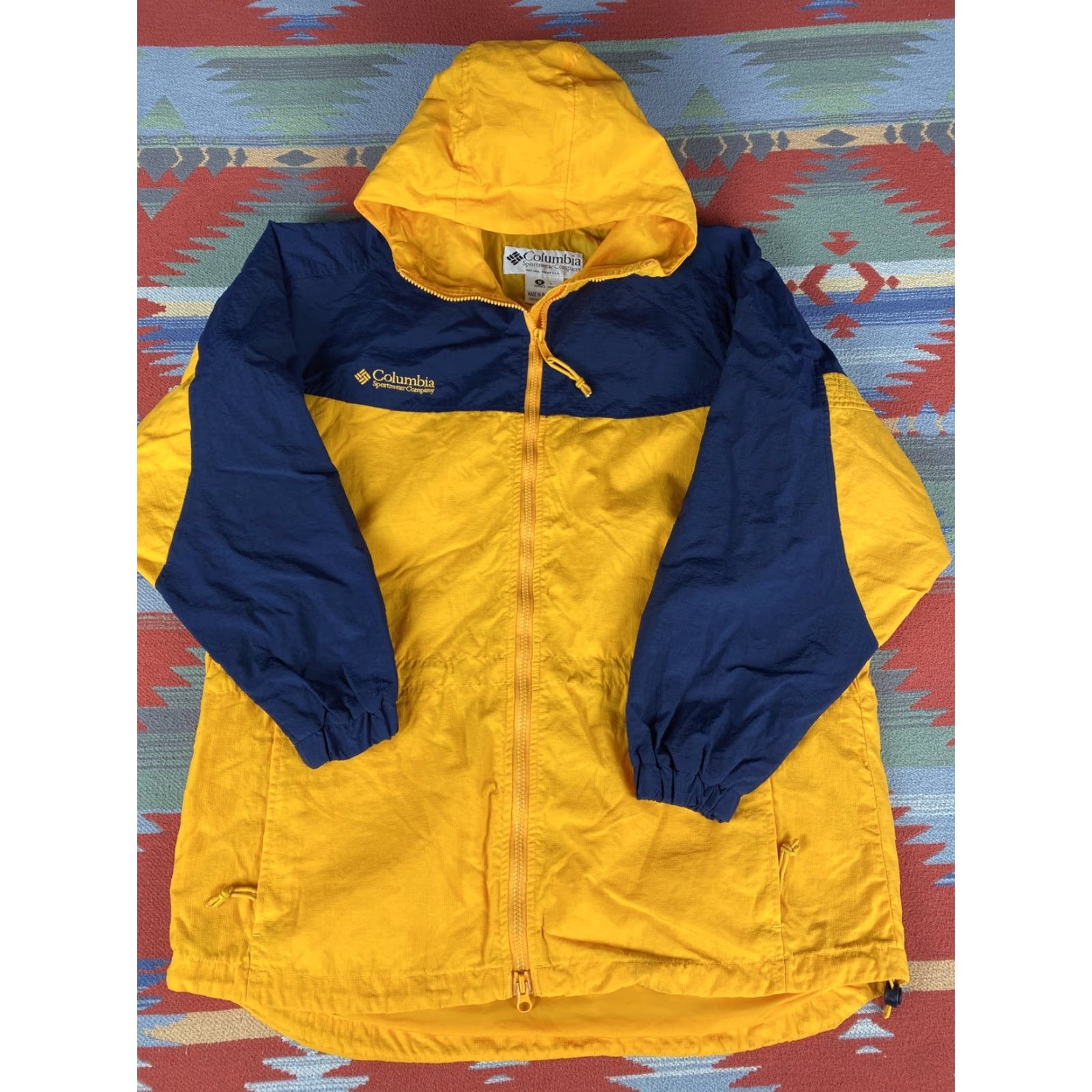 Vintage VINTAGE Columbia Windbreaker Jacket Womens M Yellow Blue 90s Womens Size M / US 6-8 / IT 42-44 - 2 Thumbnail