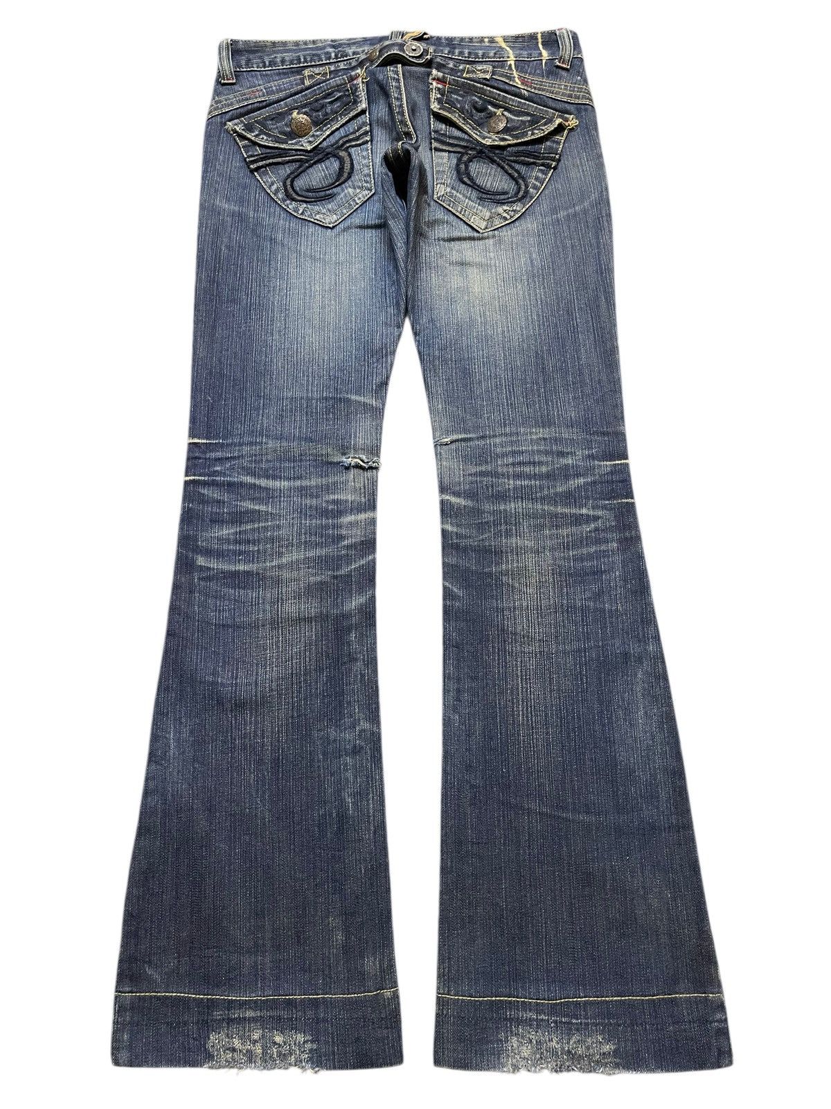 Who Decides War Vintage Japanese Brand Faded Wash Clawmark Flared Jeans Size US 31 - 2 Thumbnail