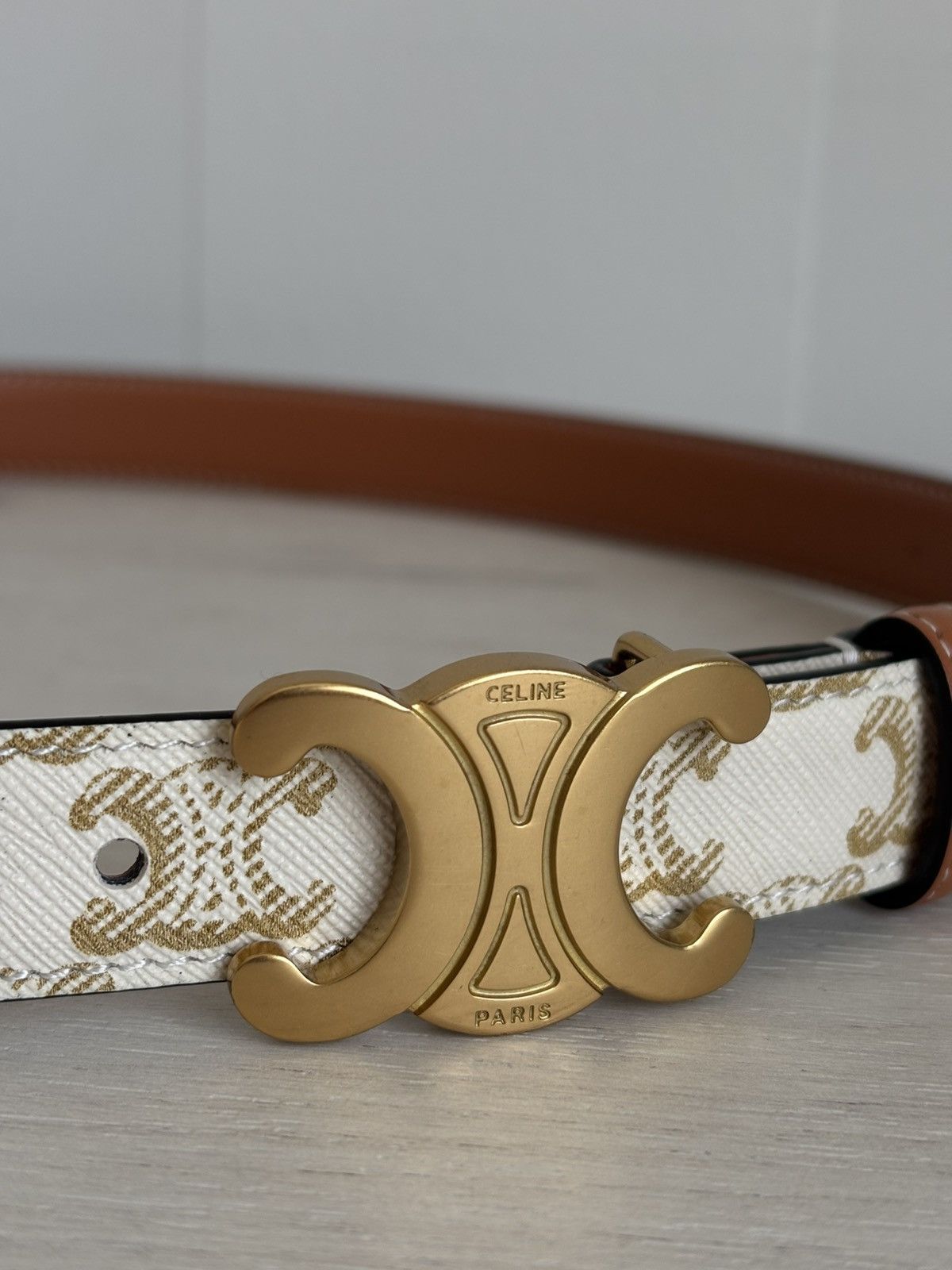 Celine Celine Paris Triomphe Gray/Brown Monogram Belt Made in Italy Size ONE SIZE - 3 Thumbnail