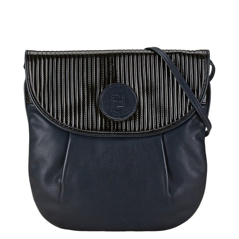 Fendi Fendi Fendi Leather Shoulder Bag Navy Leather Crossbody Bag in Very Good Condition Size ONE SIZE - 1 Thumbnail