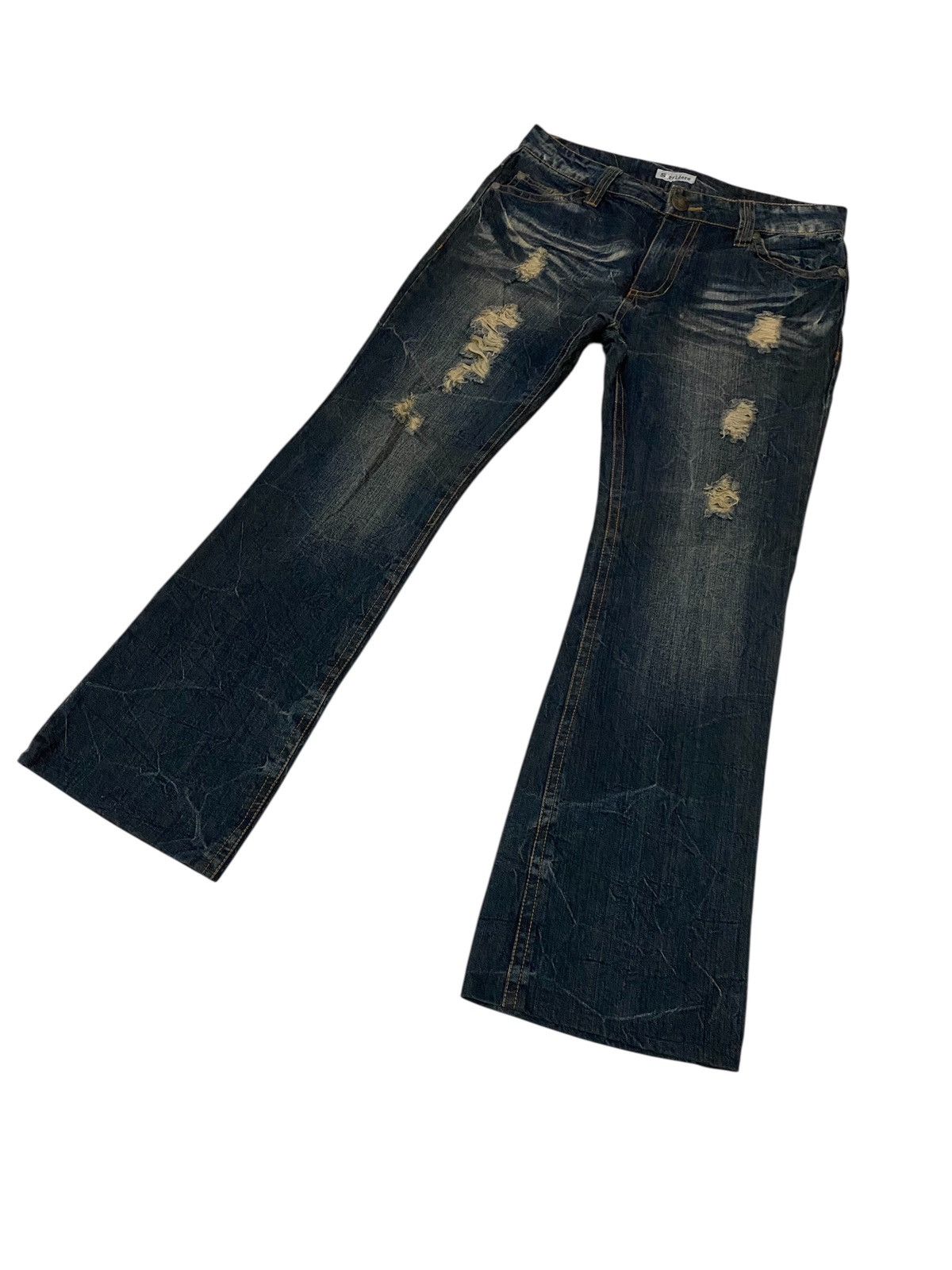If Six Was Nine Sorrired cross logo with poems flared jeans Size US 33 - 3 Thumbnail