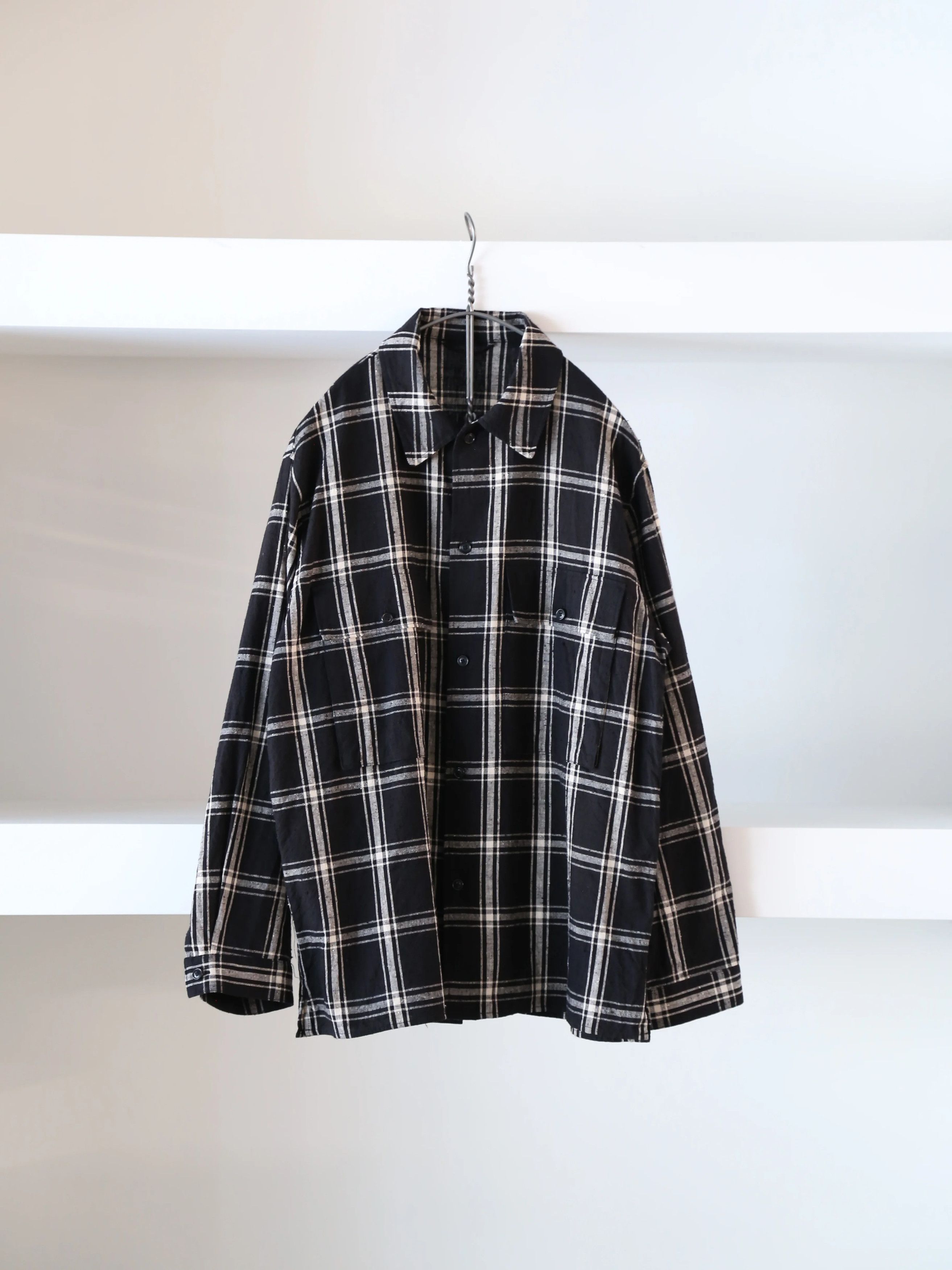 blurhms Silk/Cotton Nep Plaid Military Shirt Size US L / EU 52-54 / 3 - 2 Thumbnail