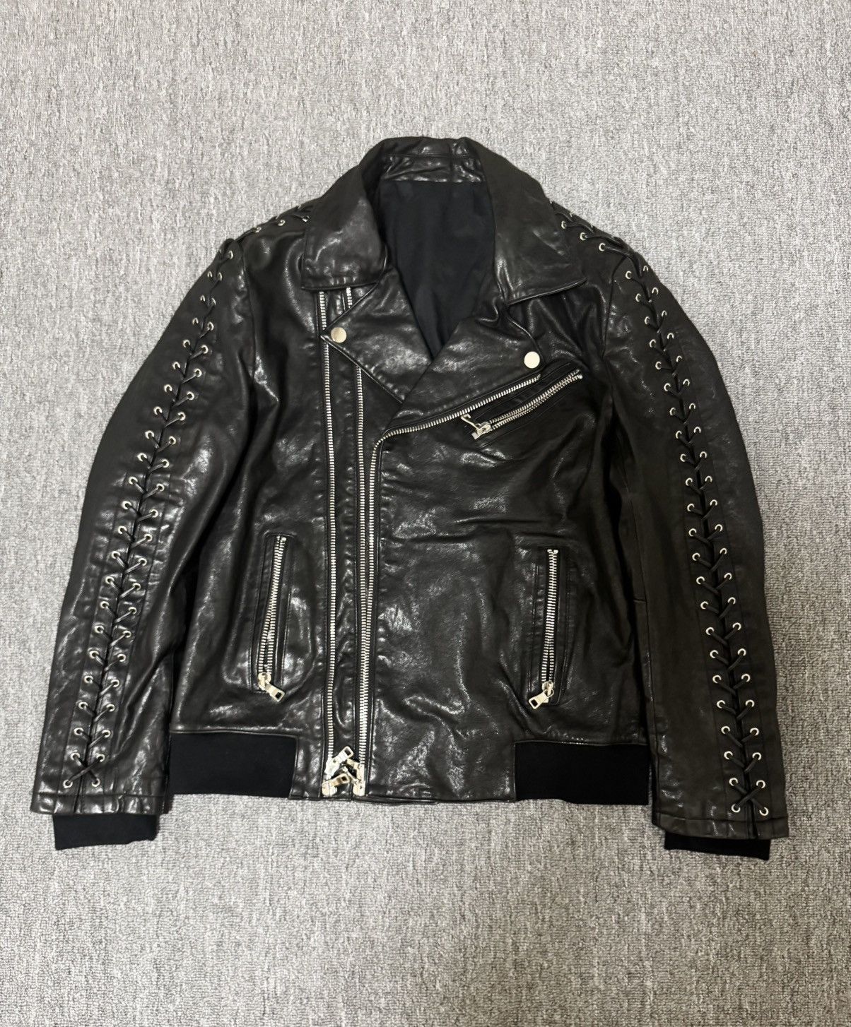 Balmain Balmain laced leather jacket with double zips Size US L / EU 52-54 / 3 - 1 Thumbnail