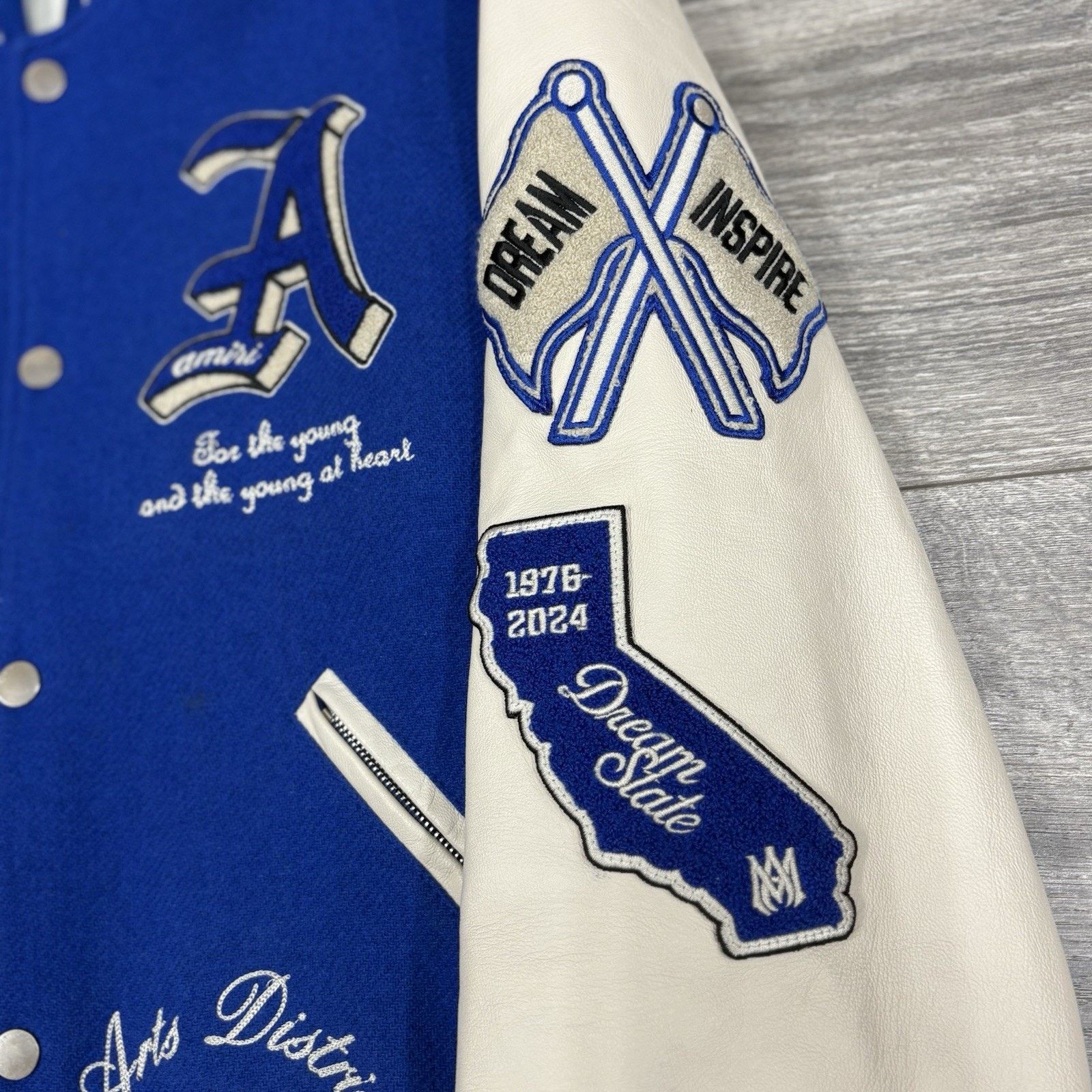 Amiri Amiri Dream Team Varsity Jacket ' Blue ' | WORN 3x Size US L / EU 52-54 / 3 - 7 Thumbnail