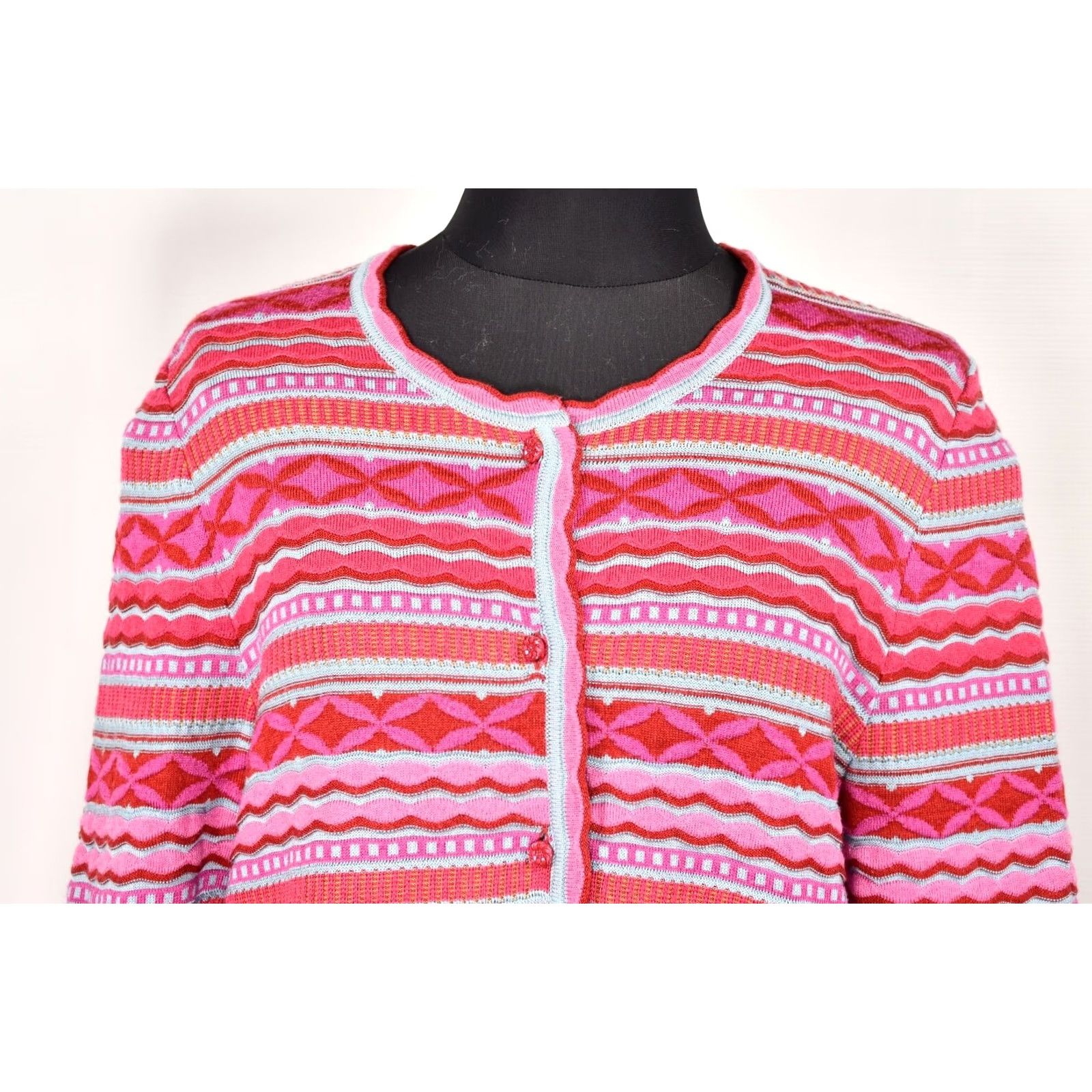 Pinko Oleana Cardigan Pink Women L Wool Silk 75% Merino 25% Silk Norway Vintage No N/A Size L / US 10 / IT 46 - 2 Thumbnail