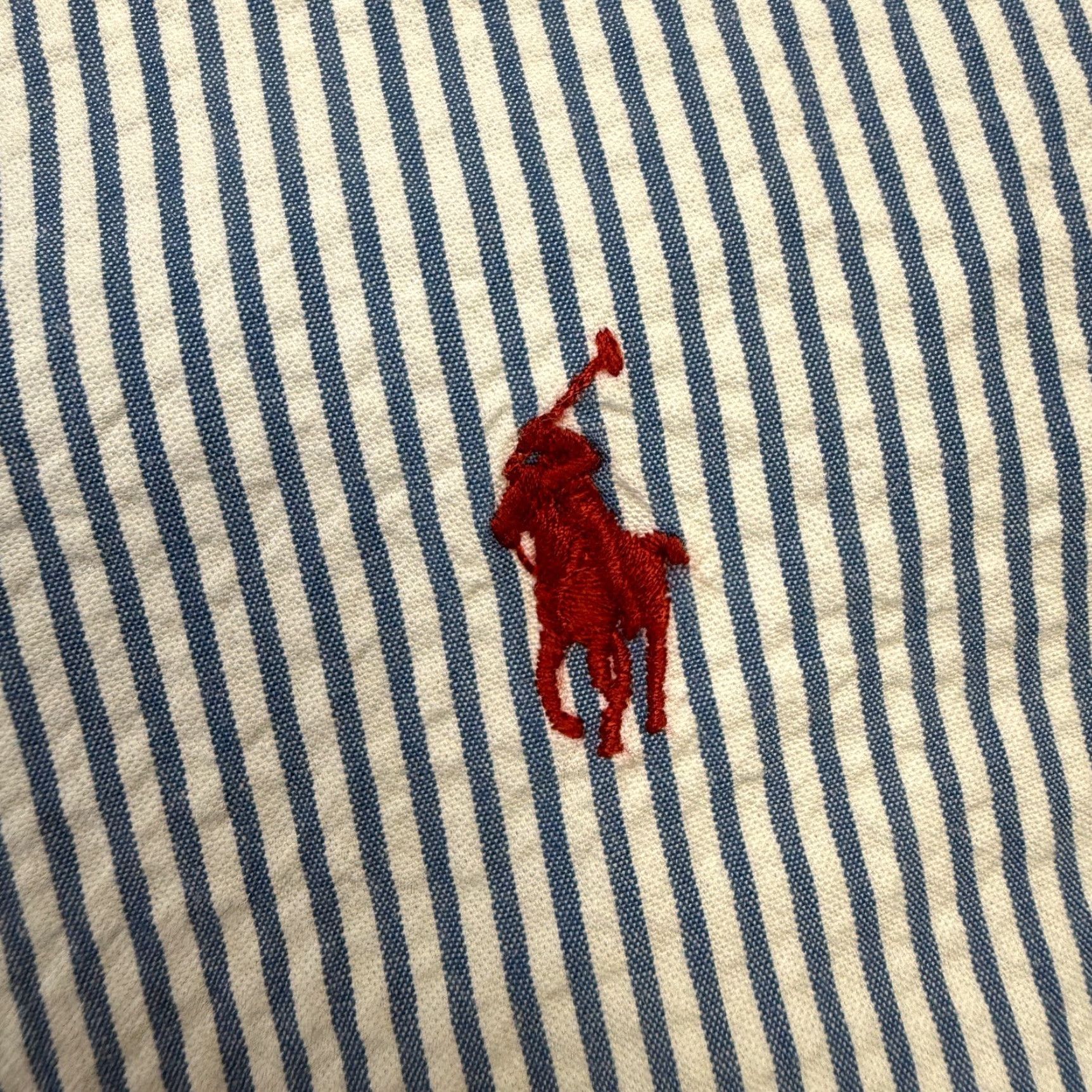 Polo Ralph Lauren VTG Polo Ralph Lauren Shirt Mens Big & Tall 3XB Seersucker Striped White Blue Cotton Button-Up Size US XXL / EU 58 / 5 - 7 Thumbnail