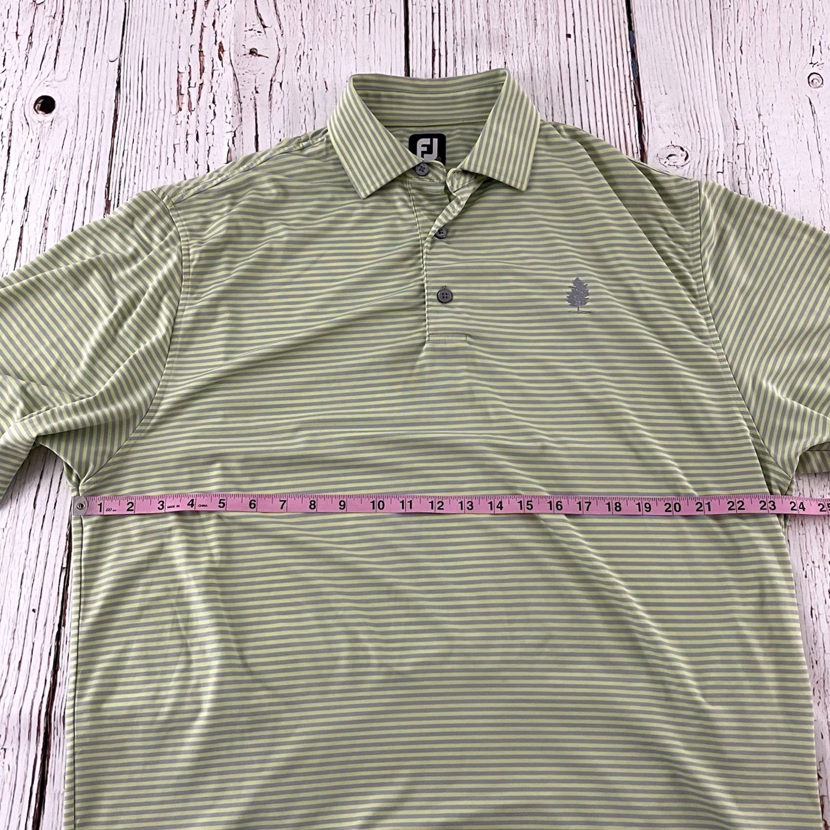 Footjoy FootJoy Striped Short Sleeve Button-Up Golf Polo Shirt Men's Large Green Gray Size US L / EU 52-54 / 3 - 4 Thumbnail