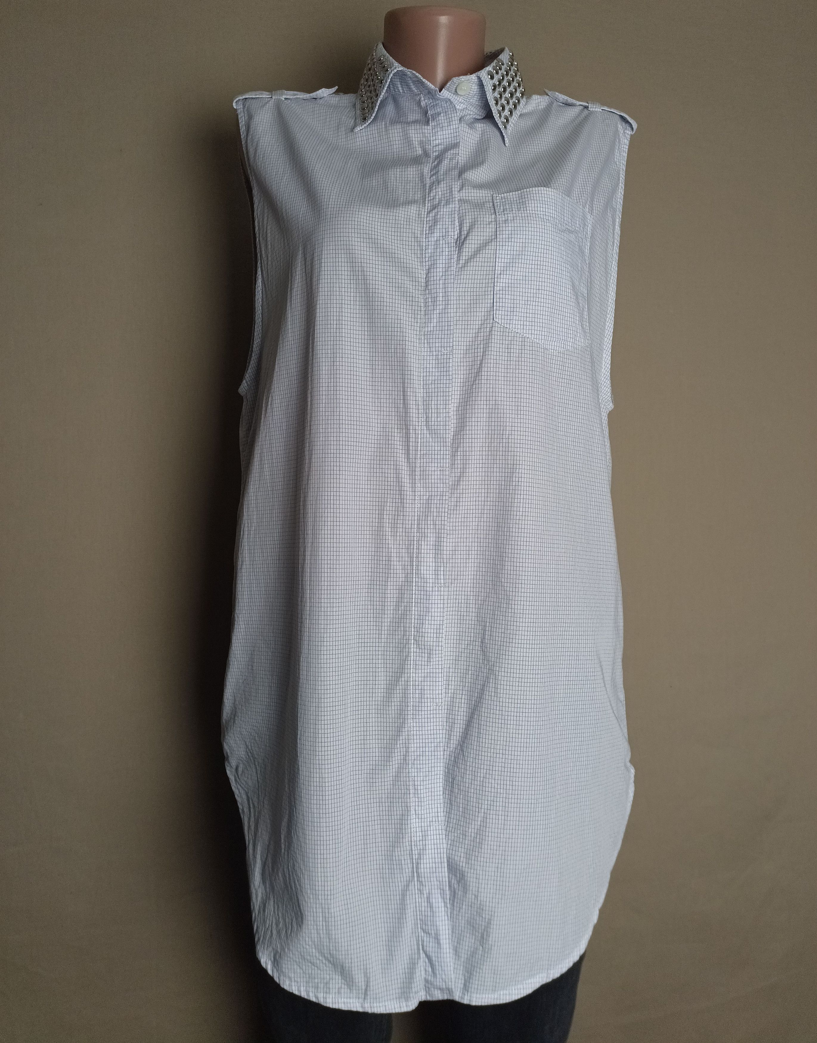 PIERRE BALMAIN Sleeveless Cotton Metal Studded Shirt IT 40
