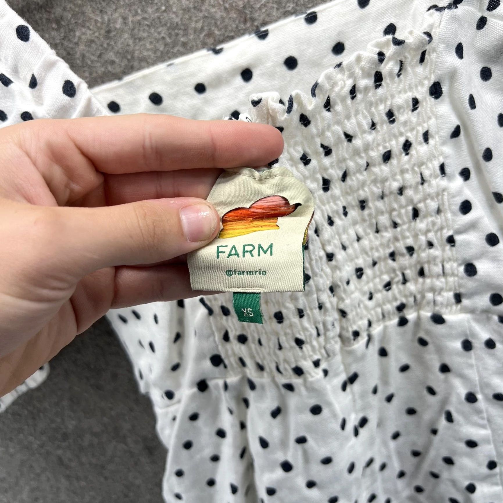 Farm Rio Farm Rio Dress Womens XS White Polka Dot Square Neck Puff Sleeve Mini Sundress Size XS / US 0-2 / IT 36-38 - 2 Thumbnail
