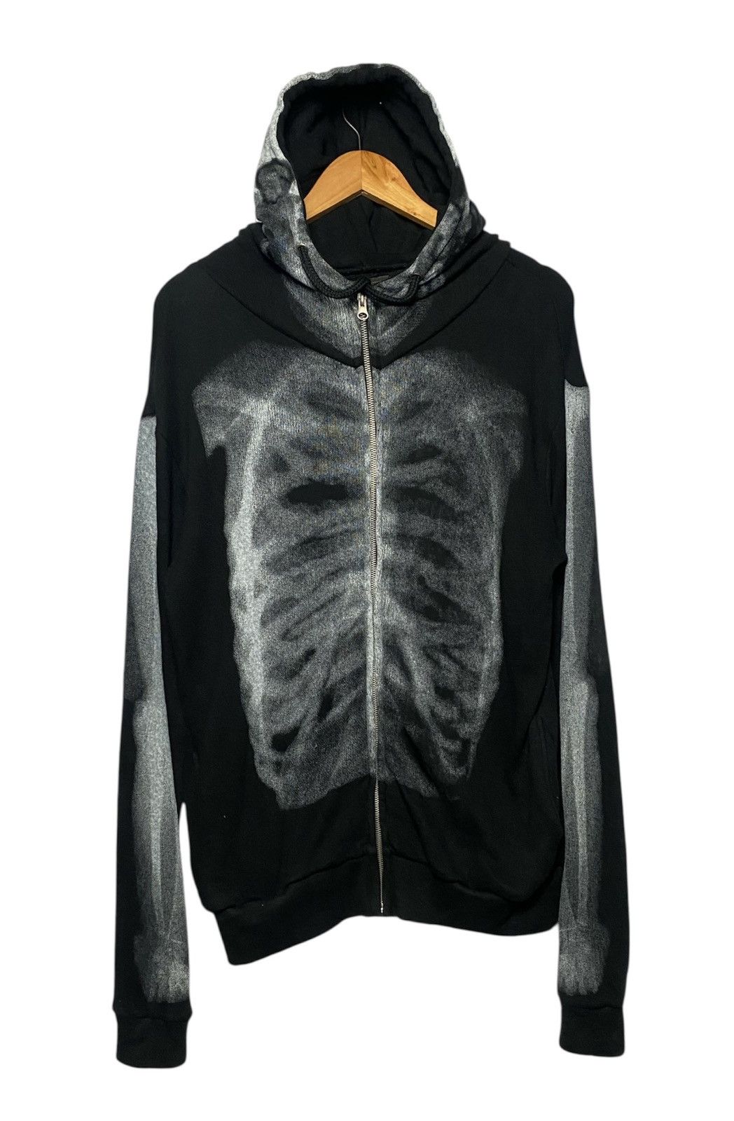 Vintage Glad News Skull bone zipper Hoodie