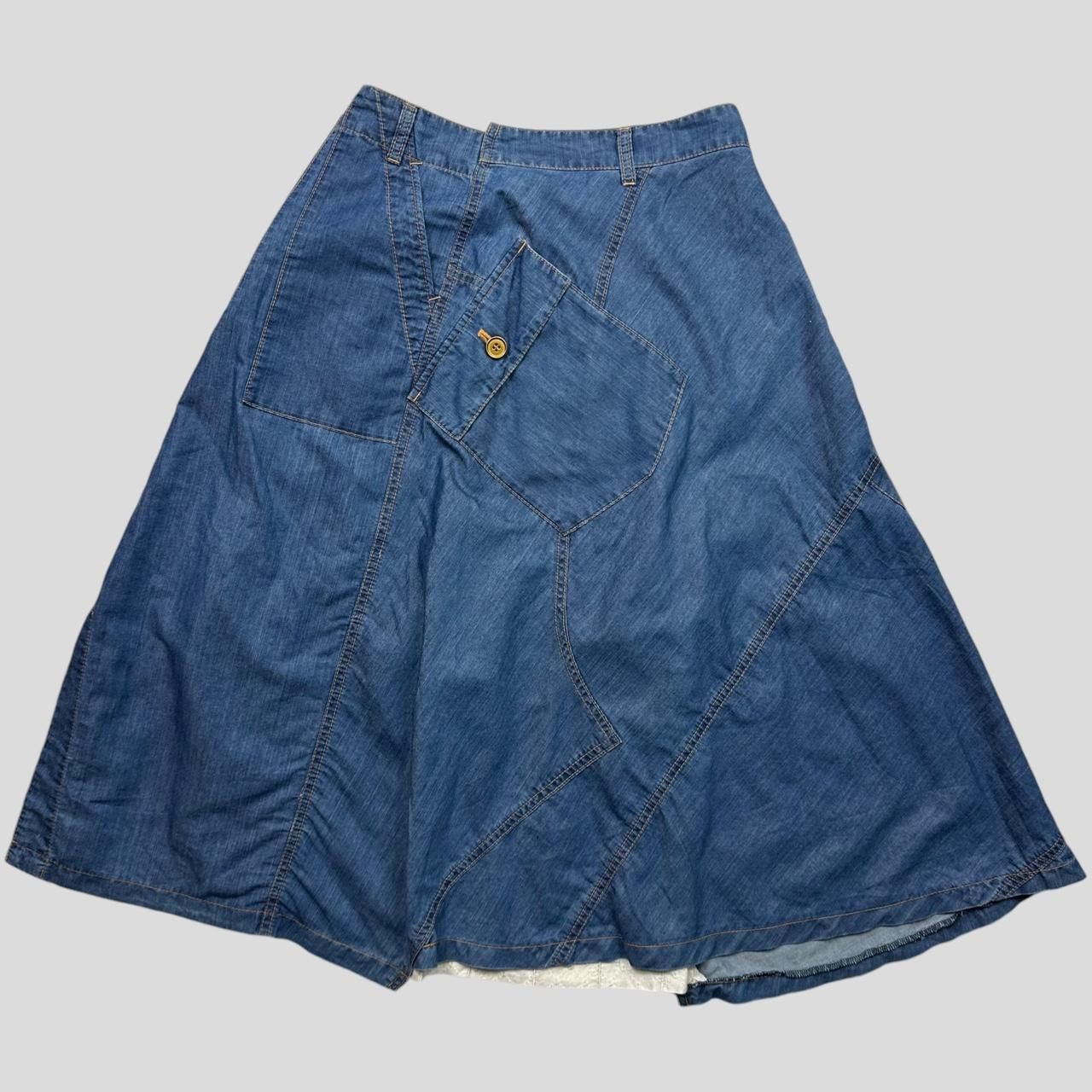 Comme des Garcons CDG Tricot 00’s Brodiere Denim Patchwork Cargo Skirt - M Size 28" / US 6 / IT 42 - 2 Thumbnail