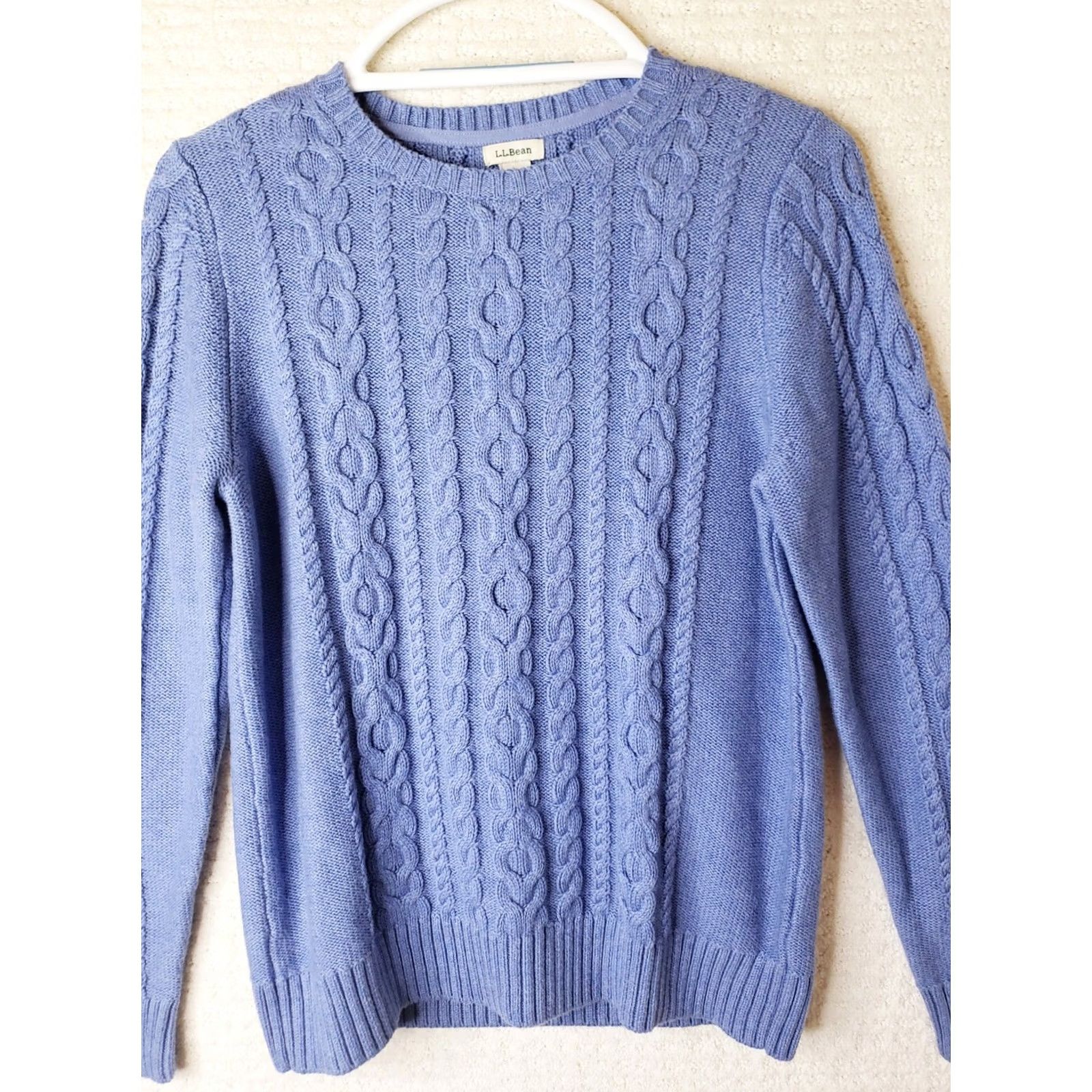 Vintage L.L. Bean Sweater Womens Medium Blue Cable Knit Crew Neck Pullover Casual Cotton Women Regular Knit Pullover Cable Knit Bleue? Size M / US 6-8 / IT 42-44 - 2 Thumbnail