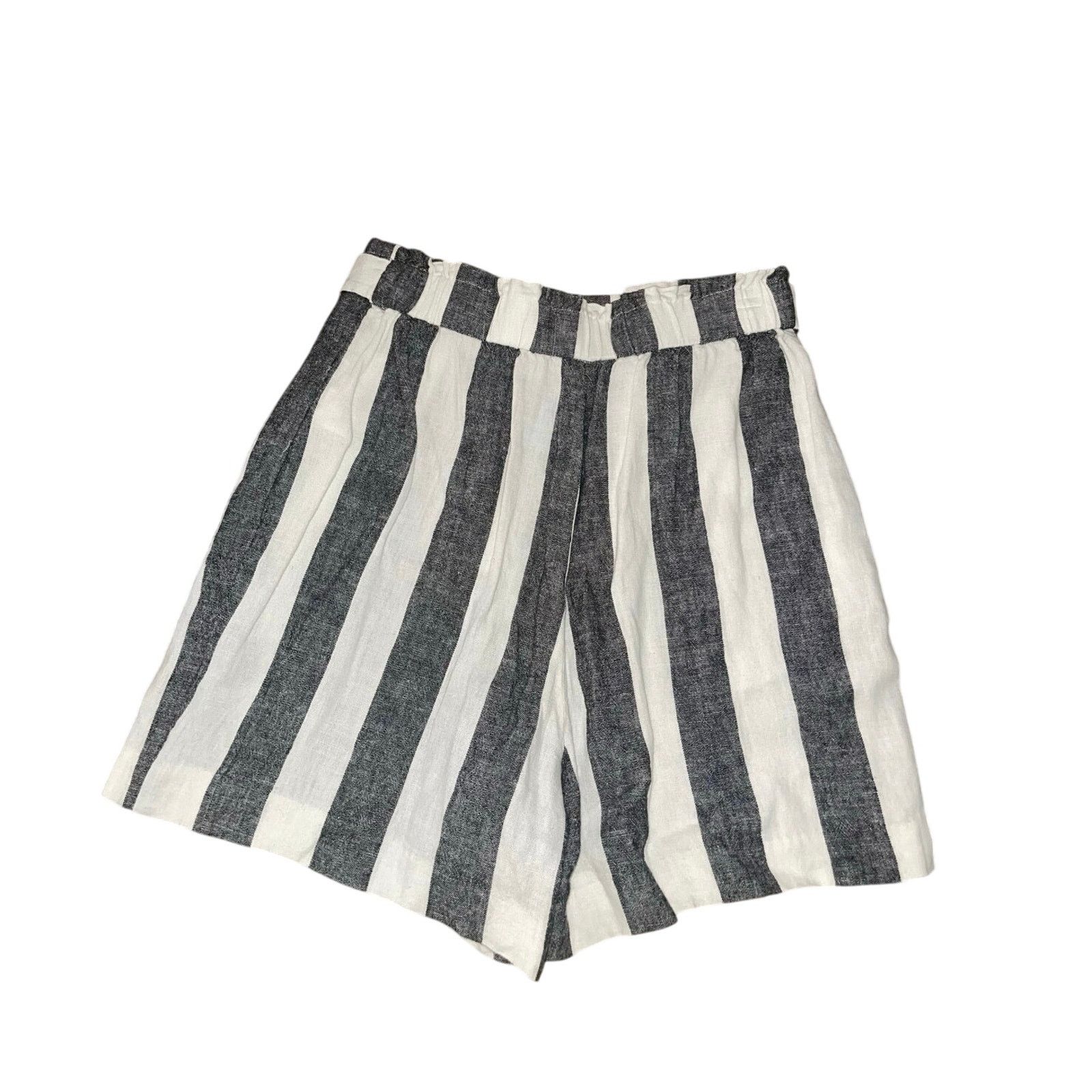 Calvin Klein Striped Linen Blend High Rise Belted Shorts Size 6 Resort Size 28" / US 6 / IT 42 - 2 Thumbnail