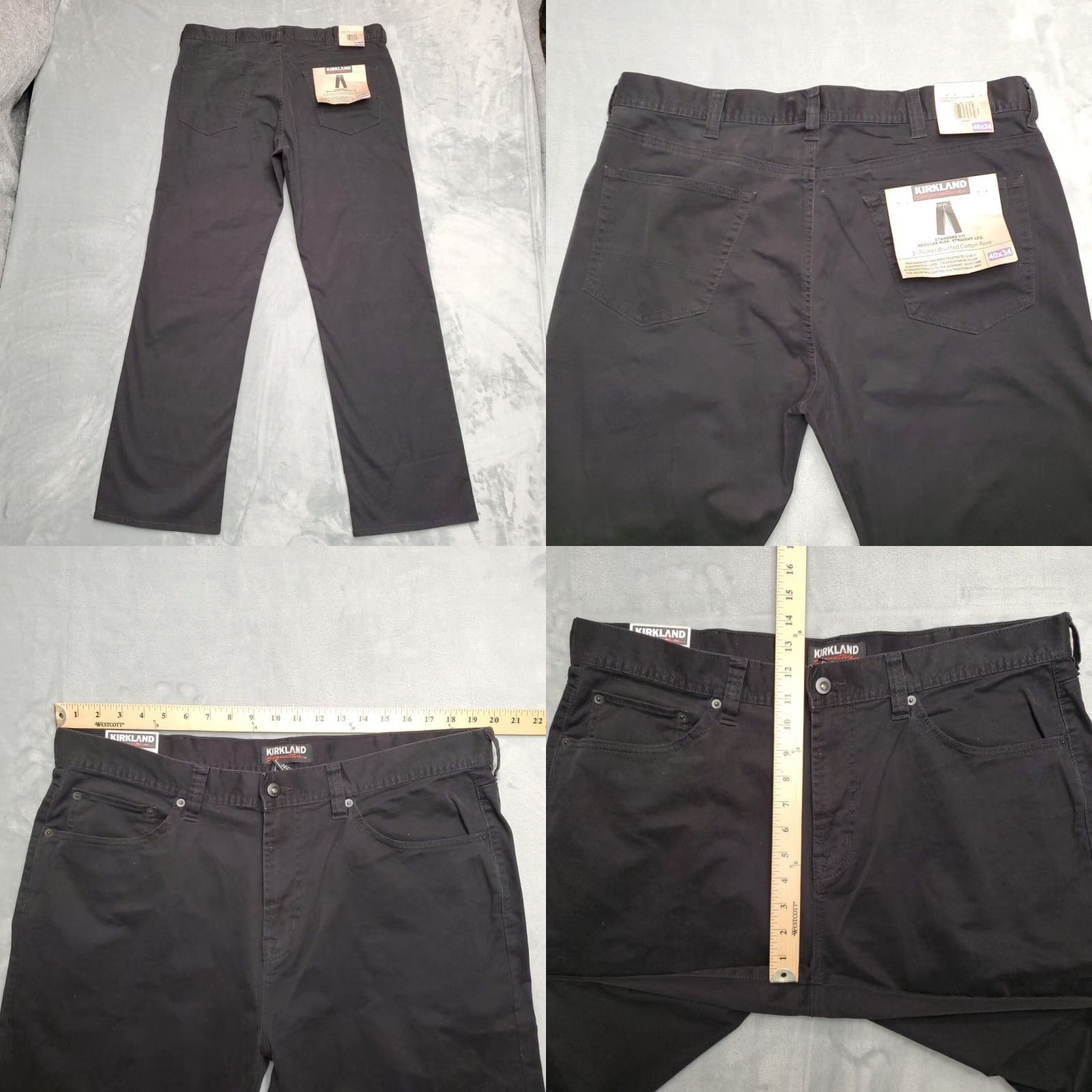 Vintage Kirkland Signature Pants Mens 40x34 Black Brushed Chino Standard Fit Comfort Size US 40 / EU 56 - 8 Thumbnail