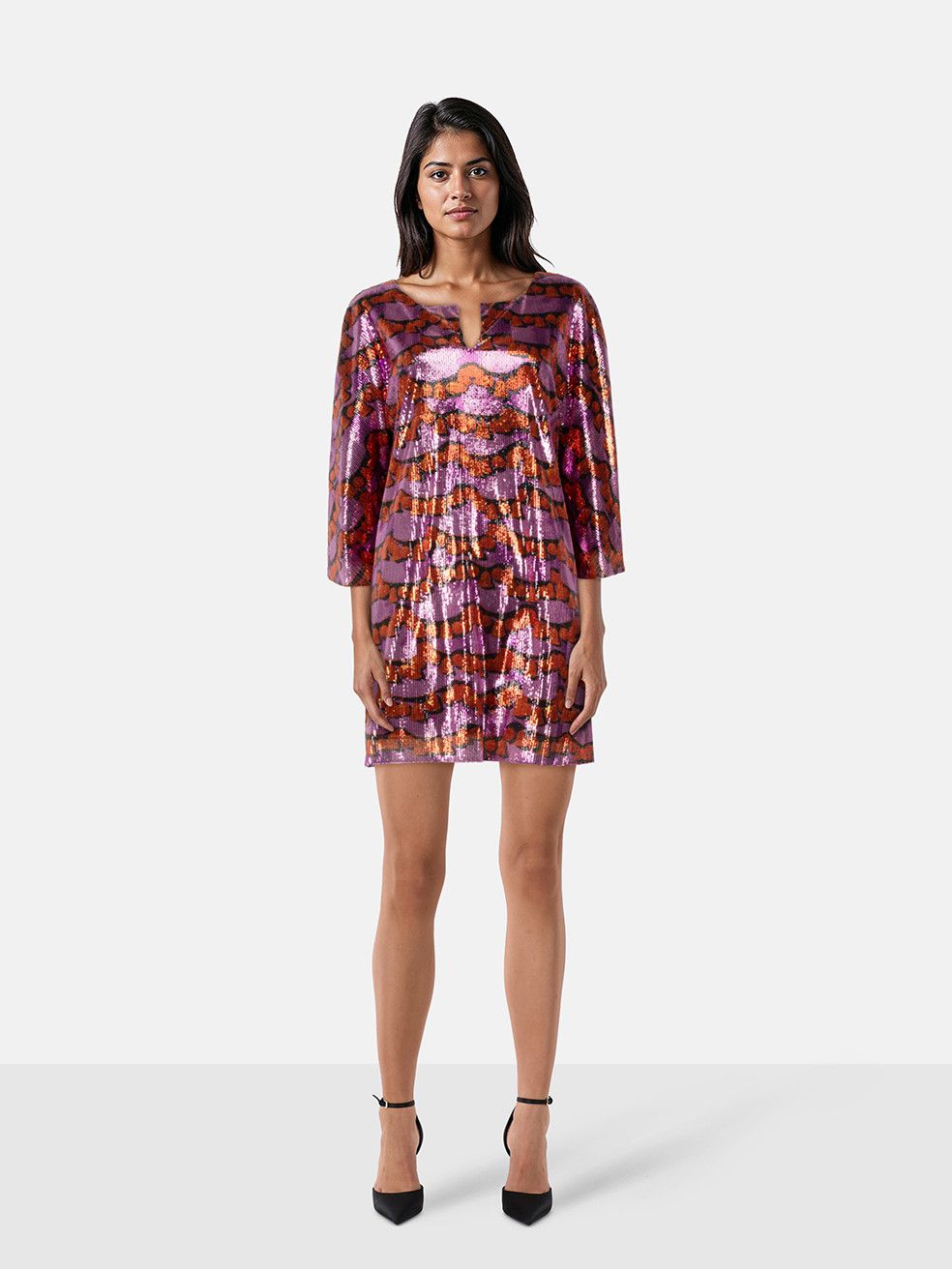 Purple & Red Sequin Snake Pattern Dress