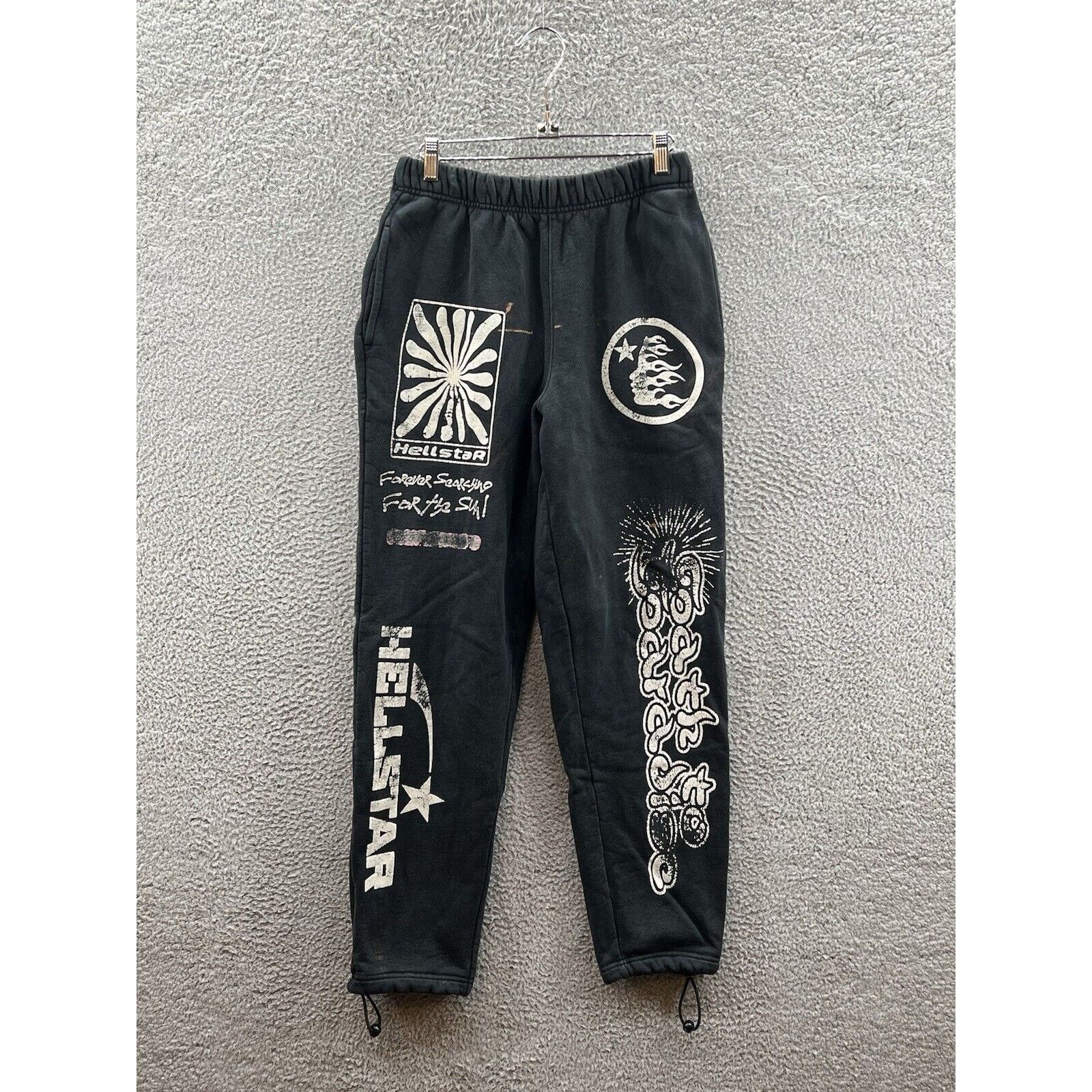 Hellstar Forever Searching For Sun Black Sweatpants Sz Small