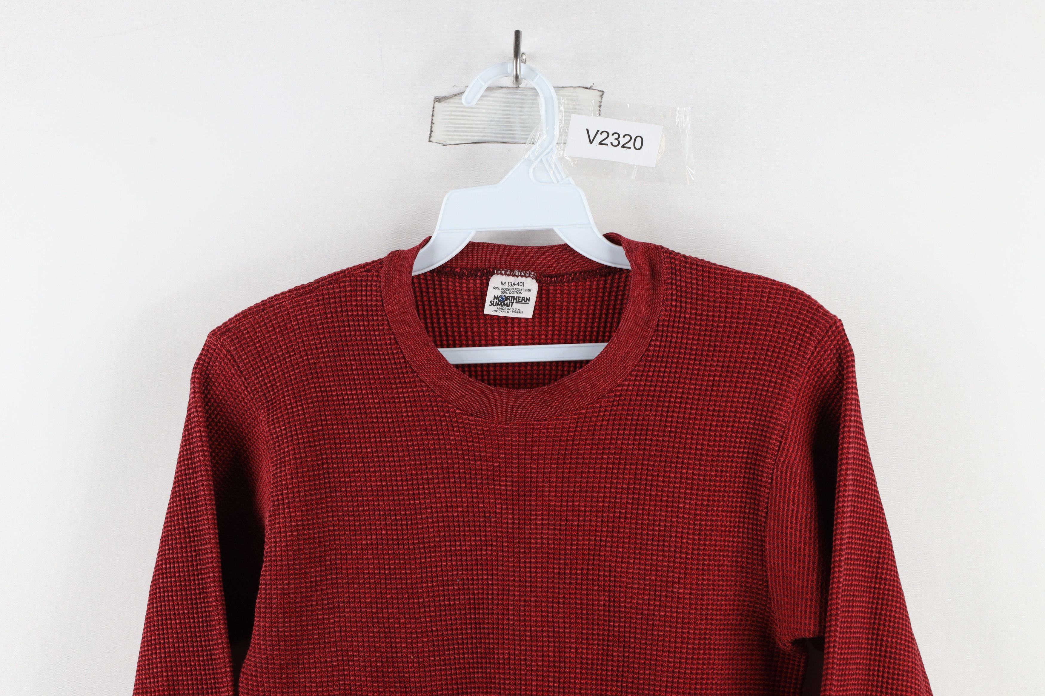 Vintage Vintage 90s Streetwear Thermal Waffle Knit T-Shirt Red USA Size US M / EU 48-50 / 2 - 2 Thumbnail