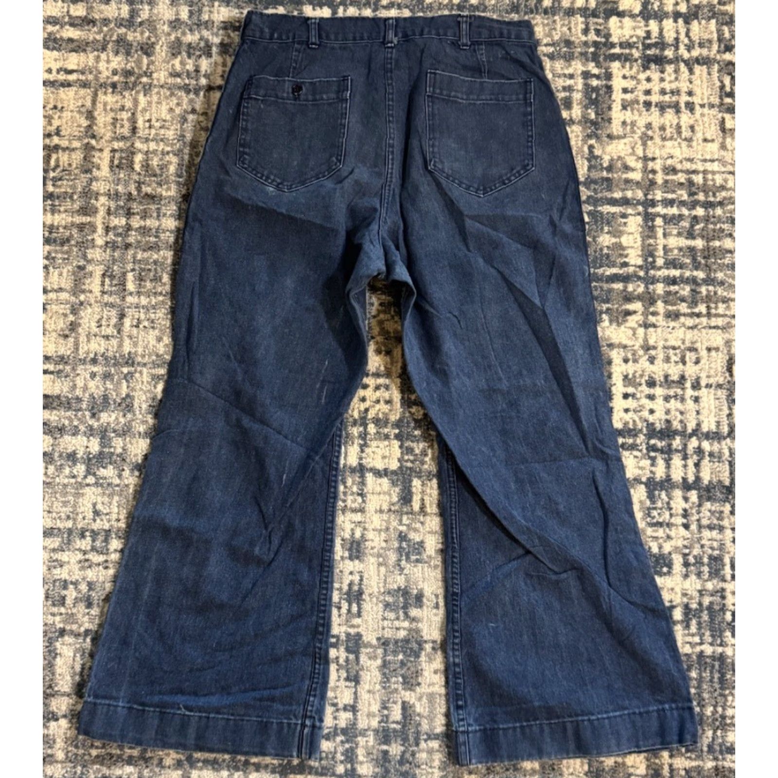 Vintage VTG 80s Seafarer US Navy Denim Utility Trousers Jeans Men’s Flare Bottom 33x26.5 Size US 33 - 7 Thumbnail
