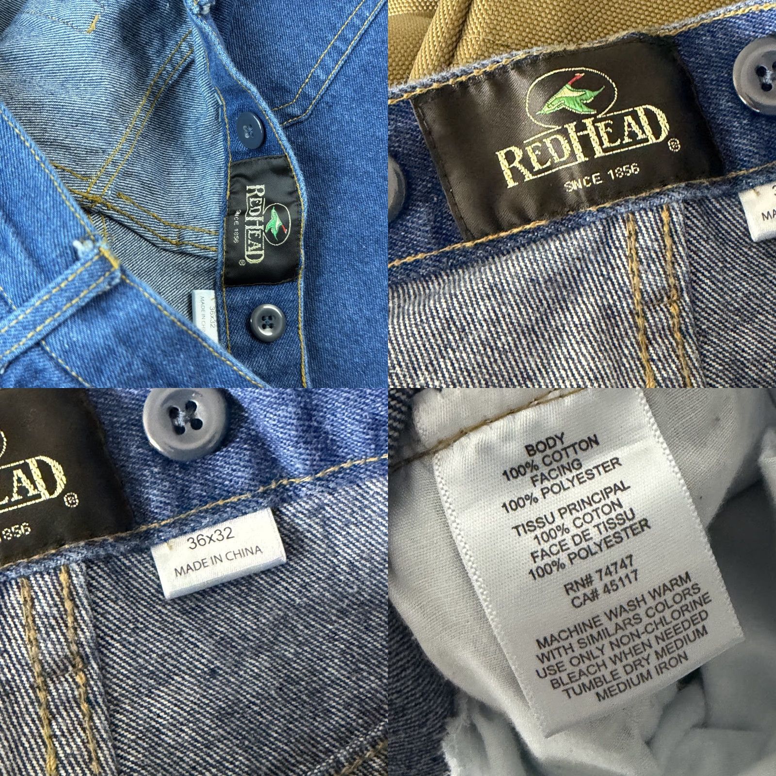 Denime RedHead Jeans Mens 36 Brush Guard Briar Field Suspender Buttons Hunting Denim Shirt? Size US 34 / EU 50 - 9 Thumbnail
