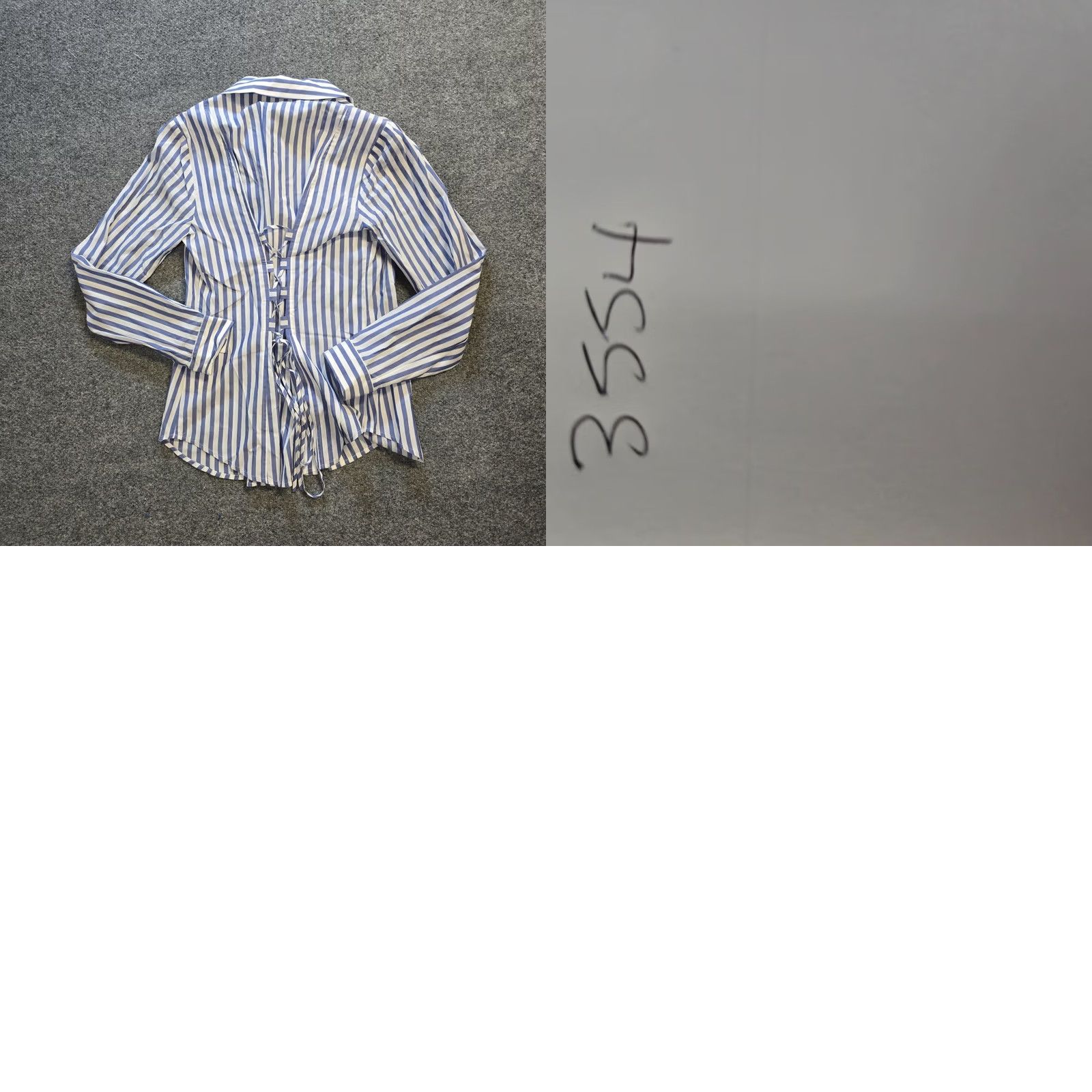Vintage Pilcro Top Womens Size 6 Blue White Striped Laced Back Button Career Capsule Blouse Shirt Size M / US 6-8 / IT 42-44 - 8 Thumbnail