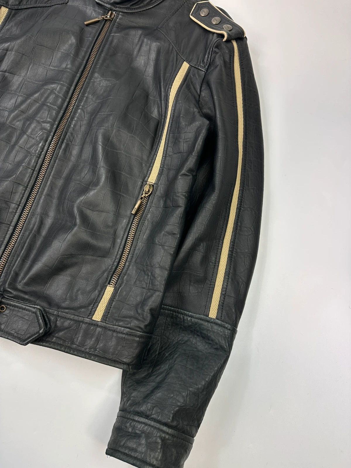Roberto Cavalli Roberto Cavalli 00’s Black Leather Stamped Jacket Size US L / EU 52-54 / 3 - 3 Thumbnail