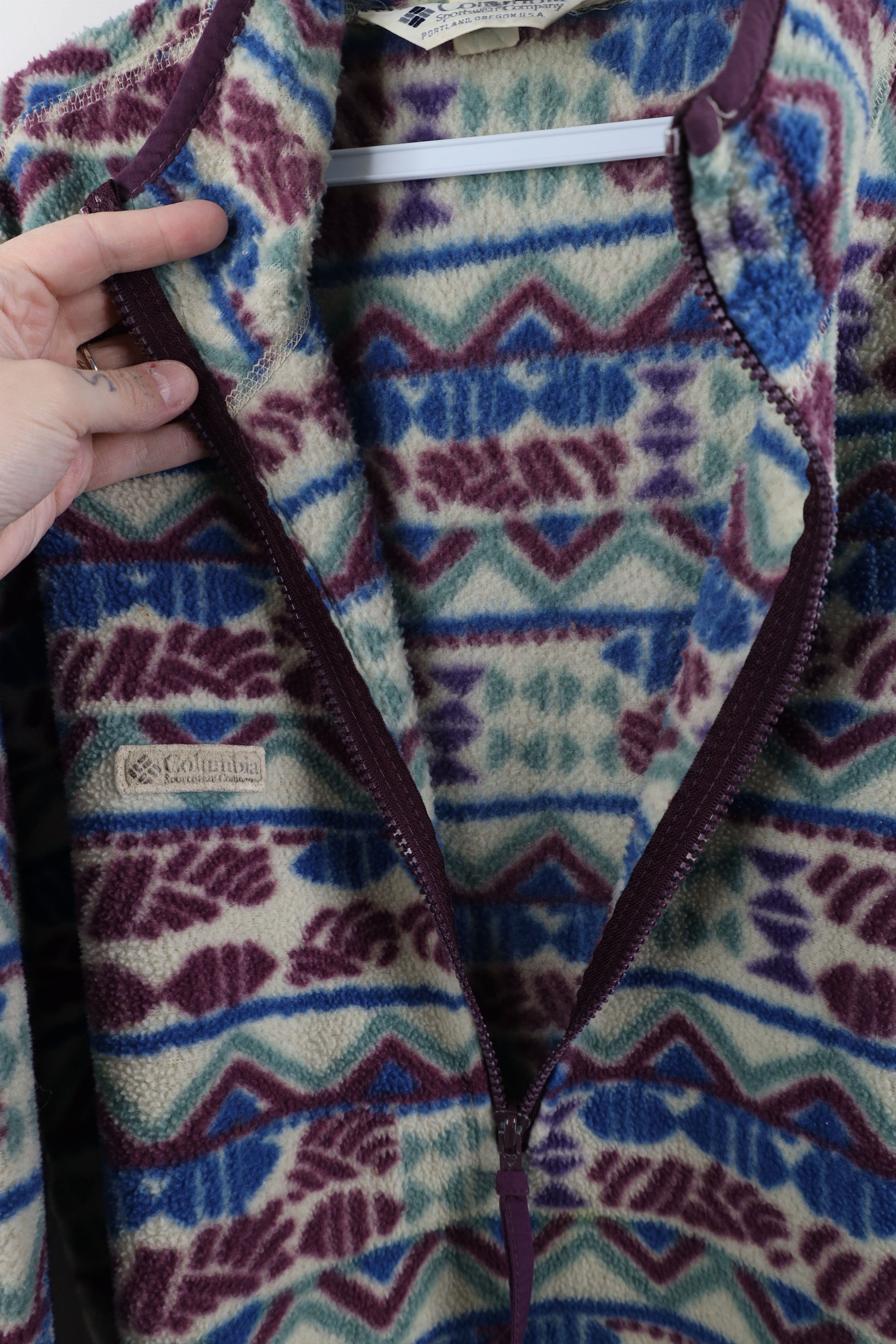 Columbia × Vintage Vintage 90s Columbia Southwestern Zip Fleece Sweater USA Size US L / EU 52-54 / 3 - 7 Thumbnail