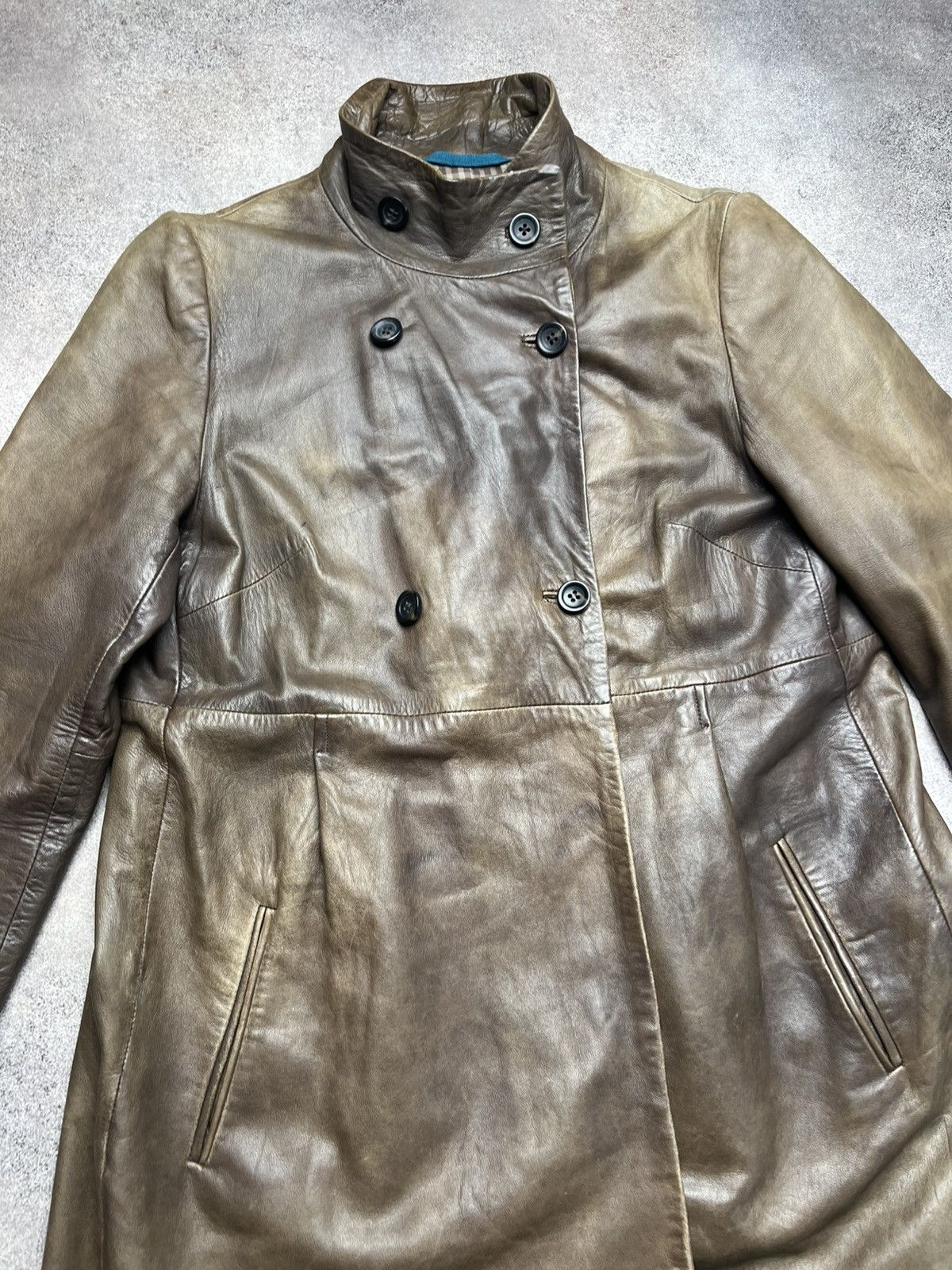 Japanese Brand × Vintage Vintage washed obscur style leather coat Size M / US 6-8 / IT 42-44 - 4 Thumbnail