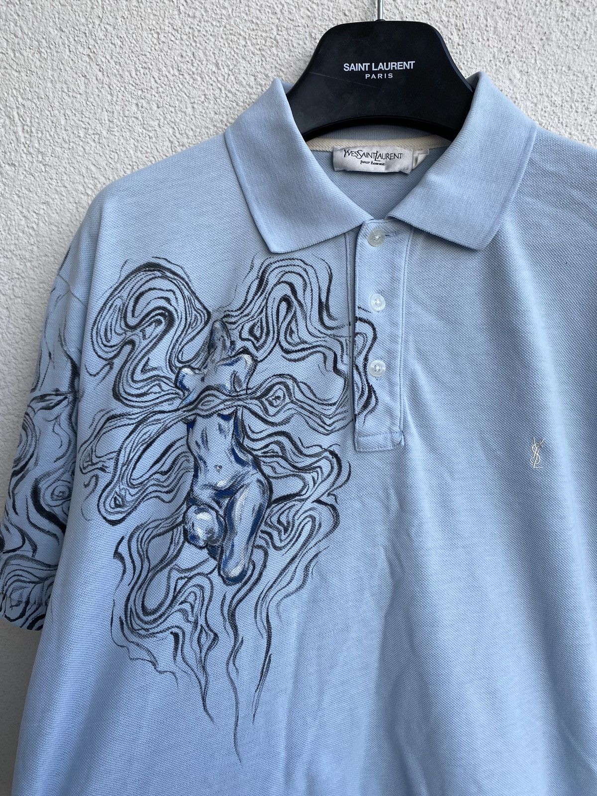 Yves Saint Laurent 1of1 YSL Polo Shirt Art Blue YSL Tee Size US L / EU 52-54 / 3 - 2 Thumbnail